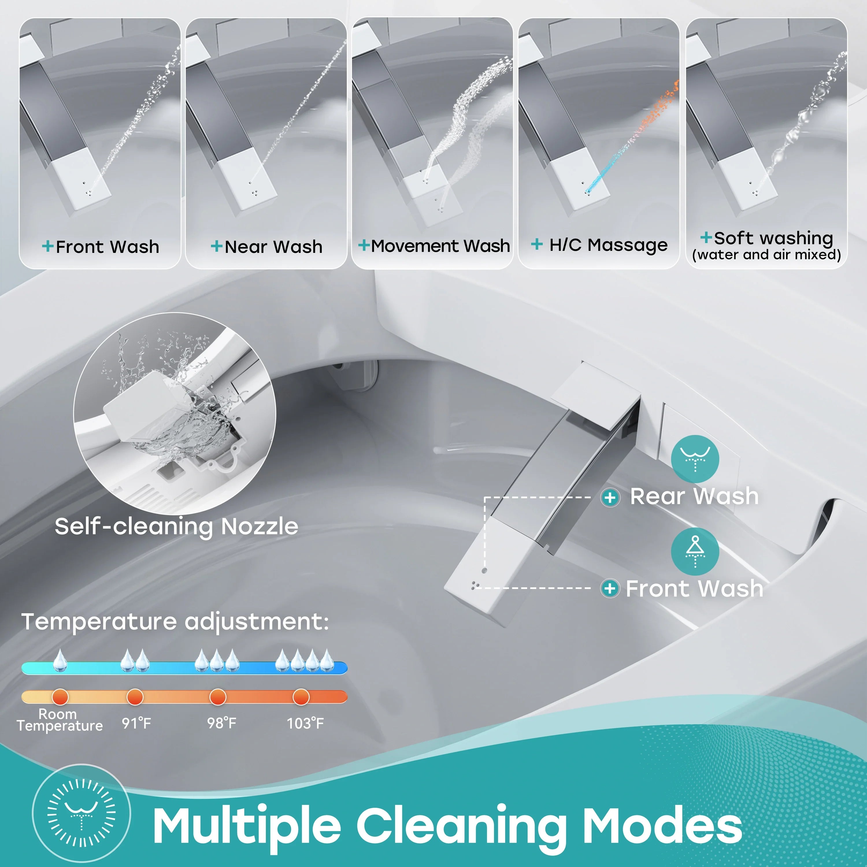 Bidet Combo Toilet with Mood Light for 12 Inch Rough In Model T38