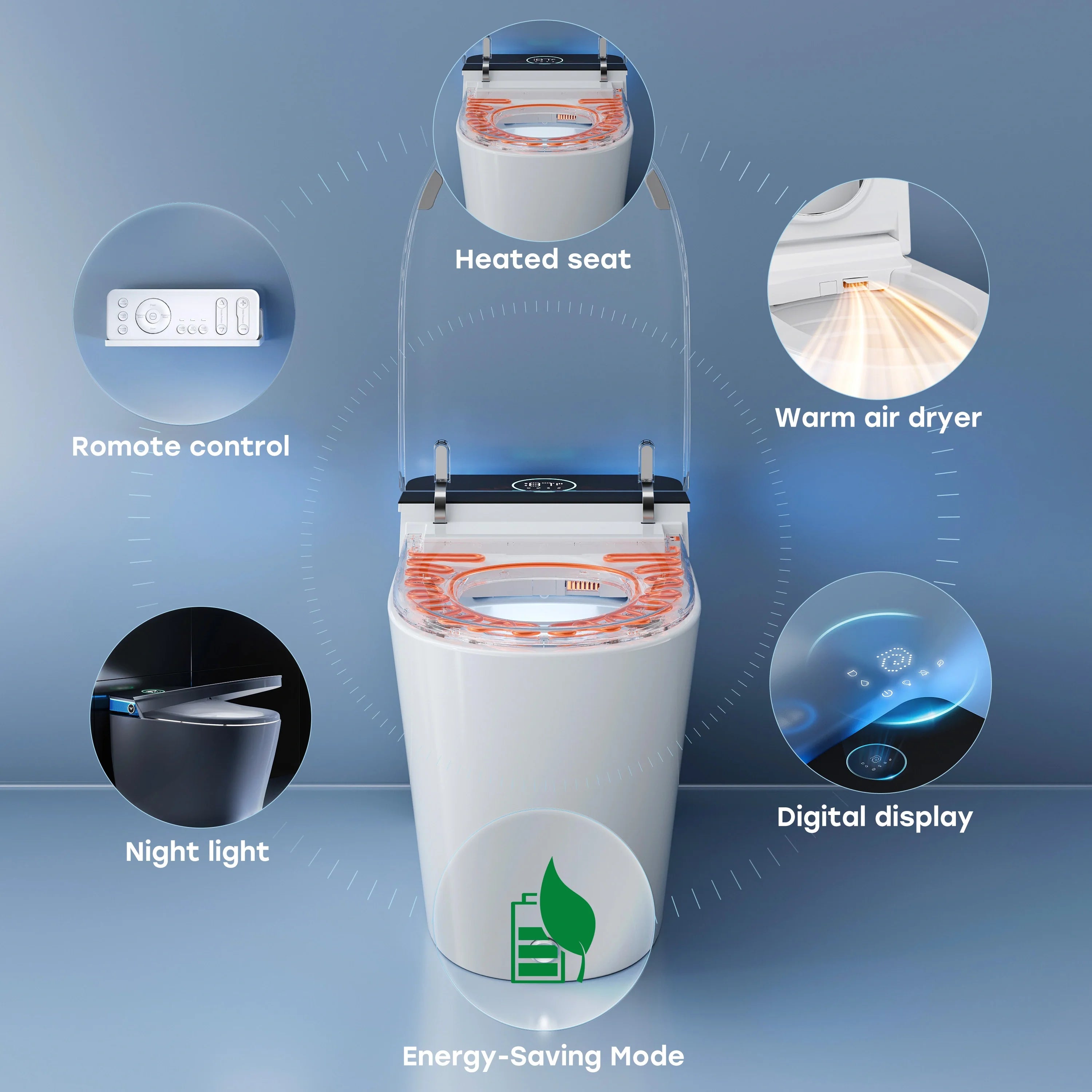 Smart Toilet with Flush Tank and ADA Compliance for 12 Inch Rough In Model T38P