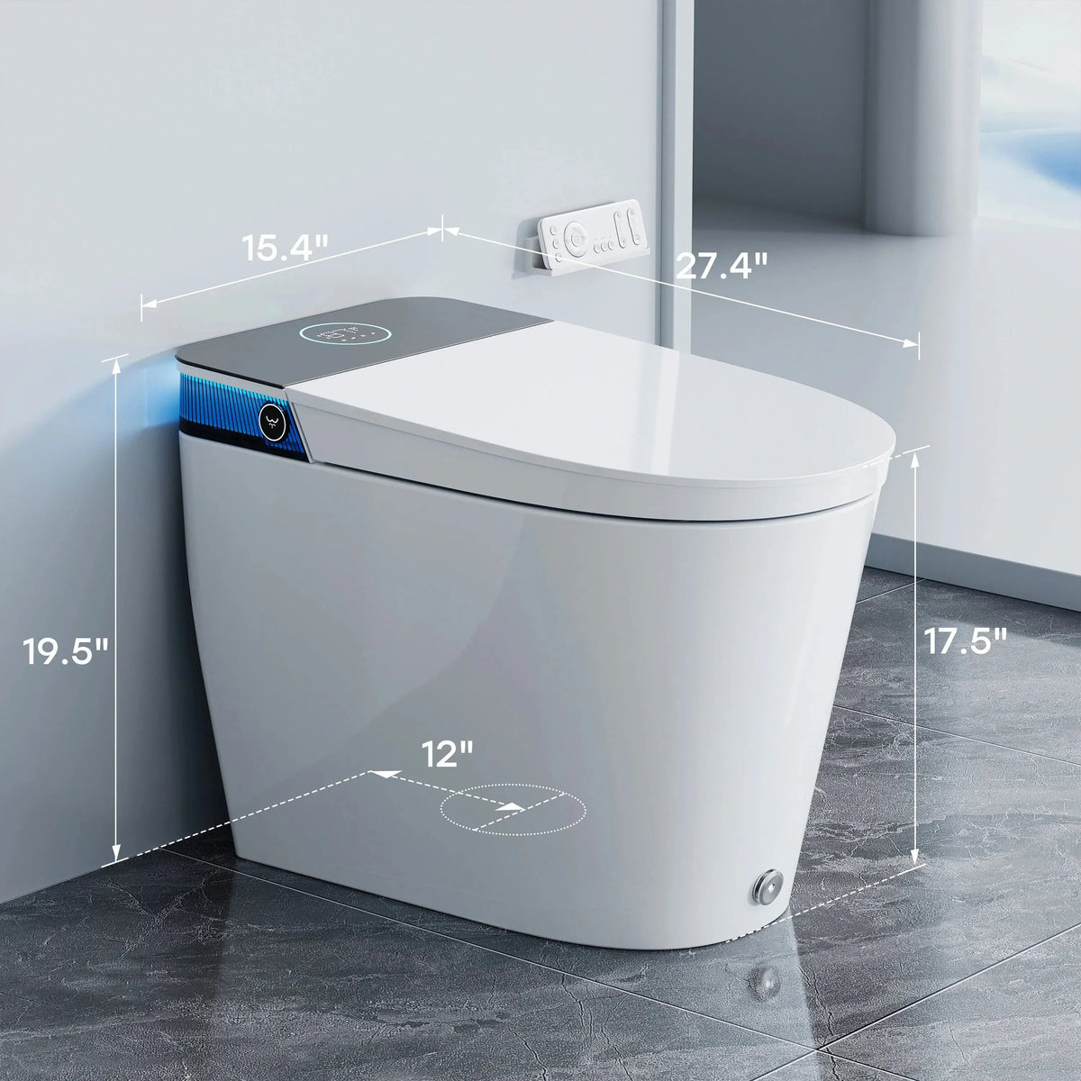 Smart Toilet with Flush Tank and ADA Compliance for 12 Inch Rough In Model T38P HOROW