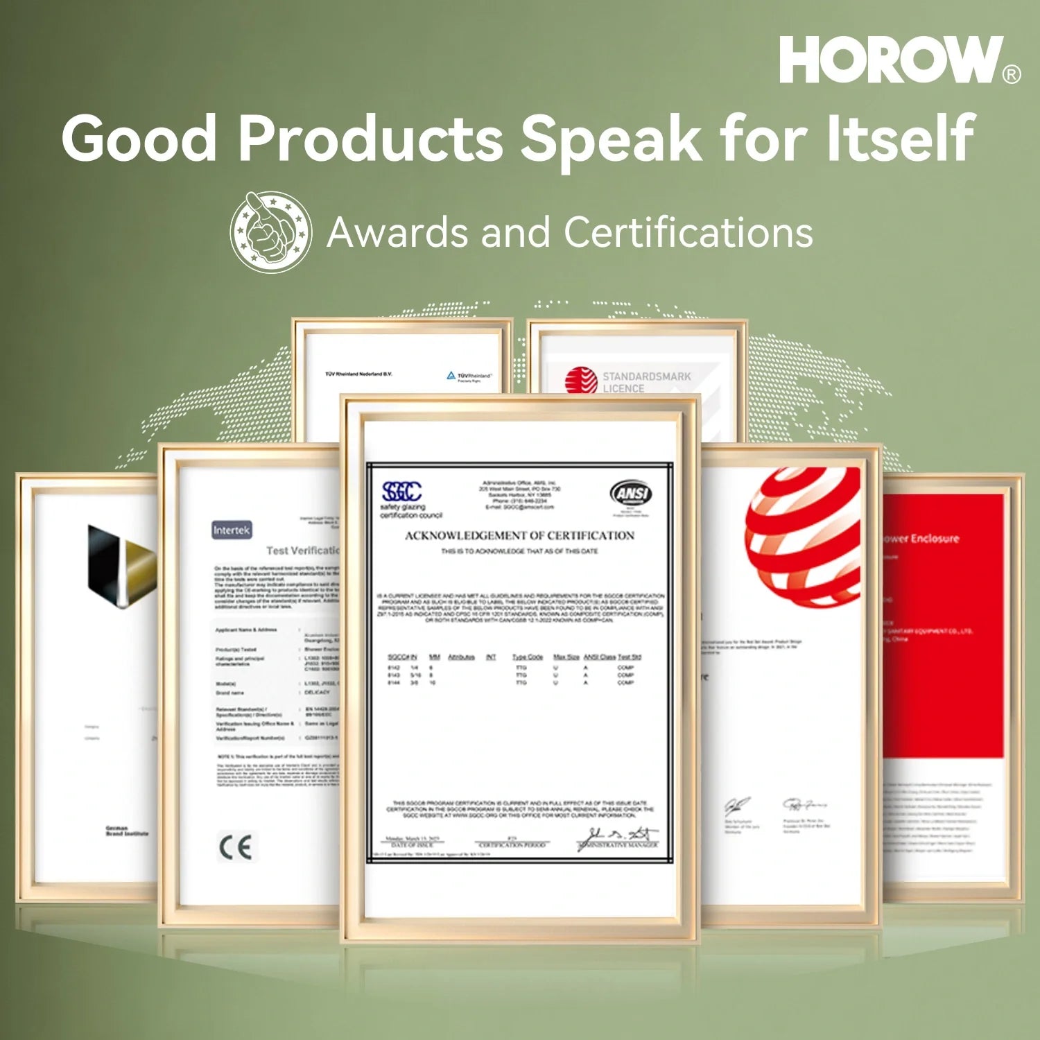 Brushed Gold Shower Door with Sliding Frameless and Glass Model TE6076-SG