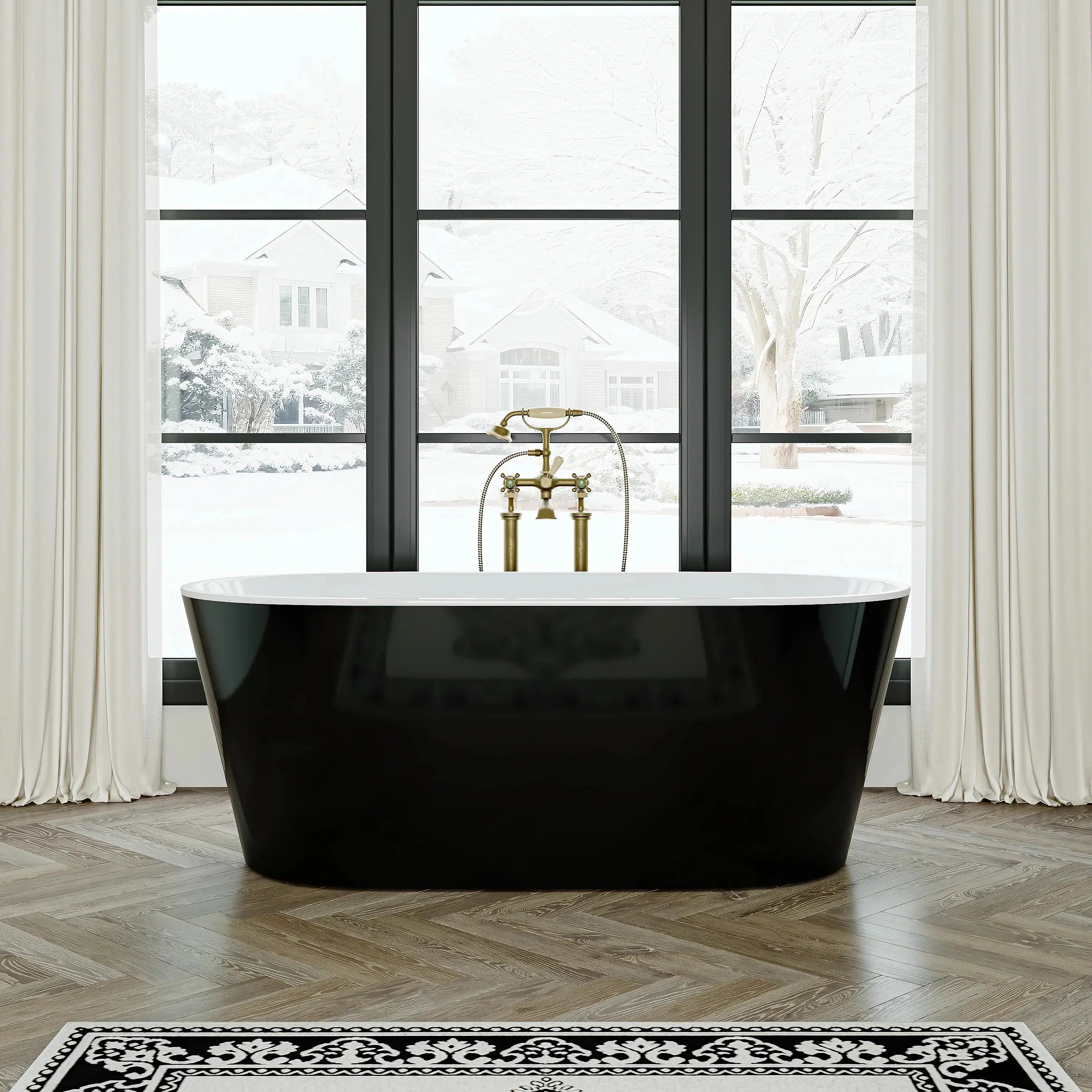 Matte Black Bathtub with Acrylic and Side Drain Model TU59B
