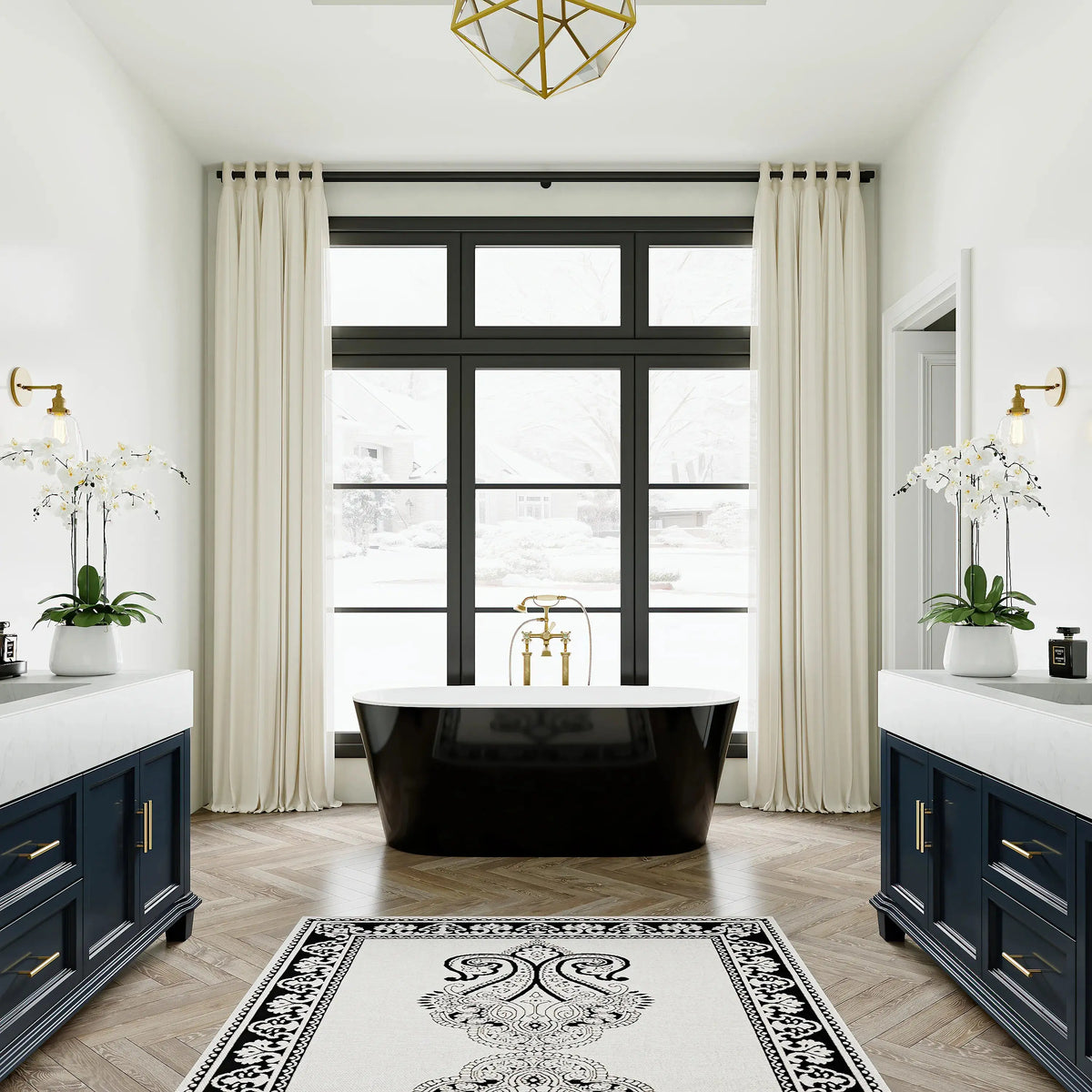 Matte Black Bathtub with Acrylic and Side Drain Model TU59B HOROW