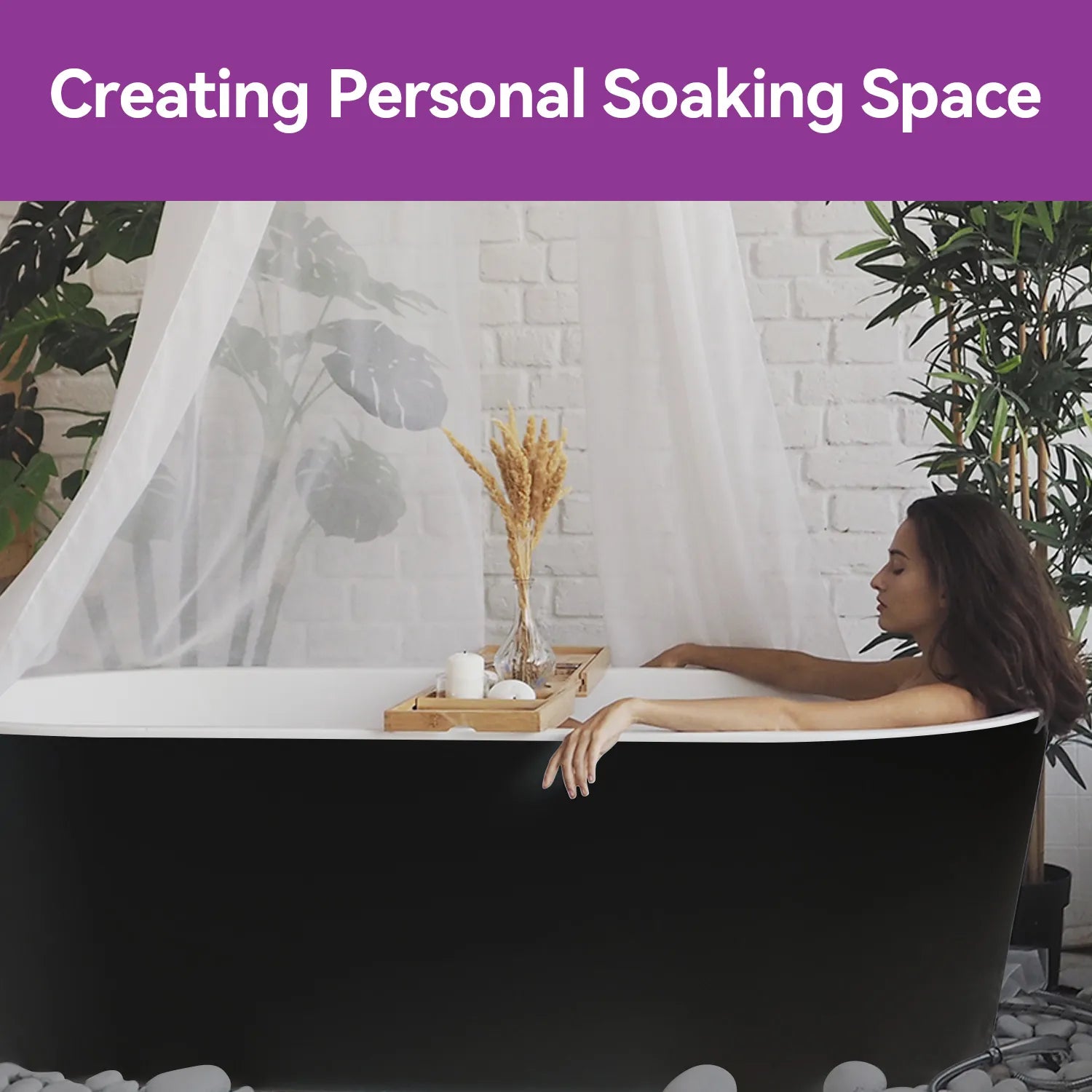 Matte Black Bathtub with Acrylic and Side Drain Model TU59B