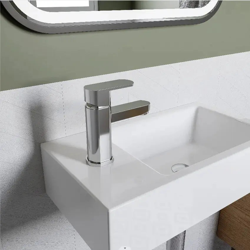 HOROW Wall Mounted Bathroom Sink White Ceramic Kitchen Left Hand Sink Model HR-V0101L HOROW
