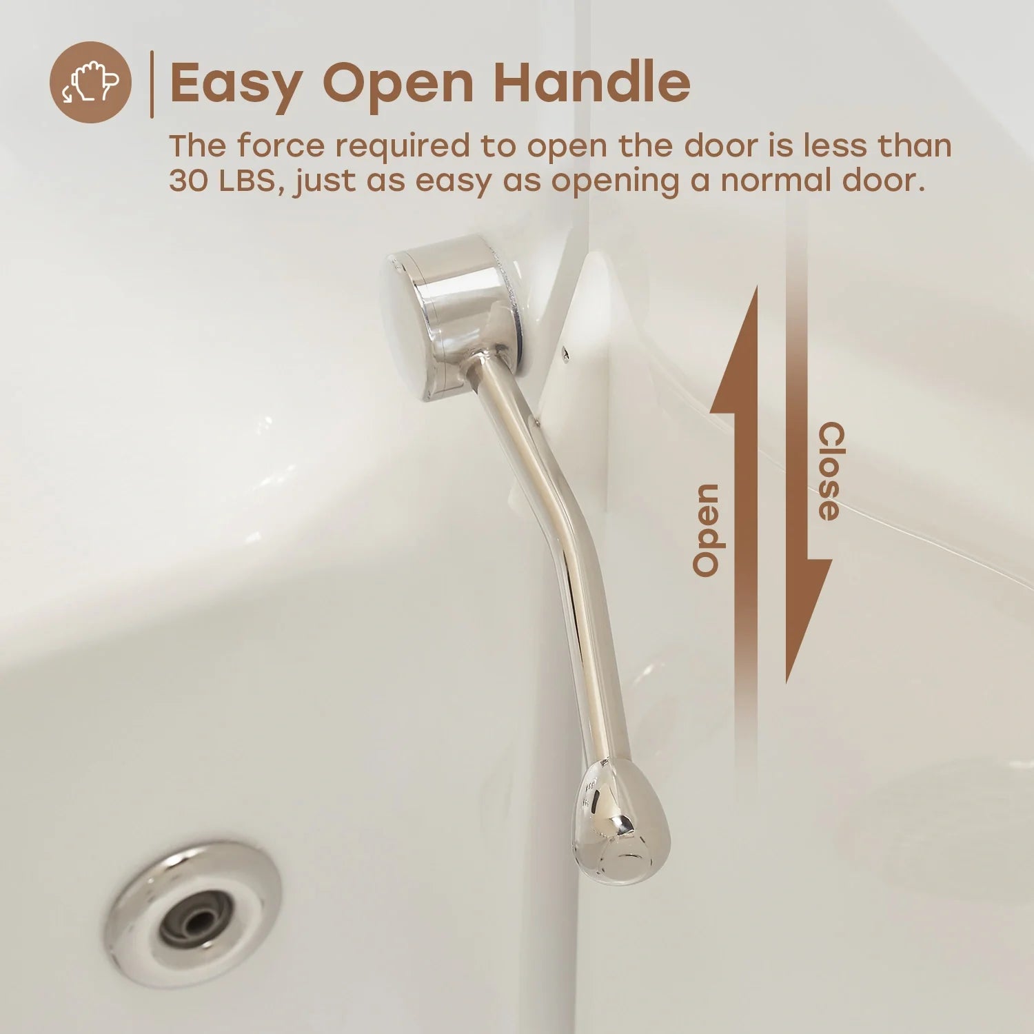 HOROW WT52-LE Walk-In Bathtub with Massage & Shower – Safe Soaking Tub for Seniors