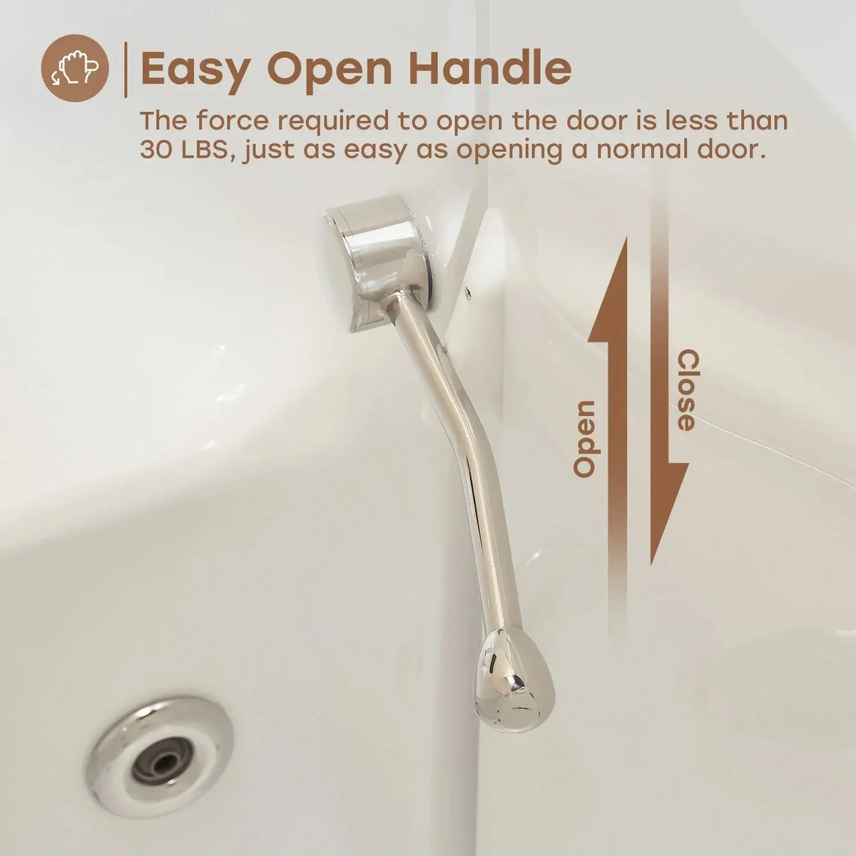 HOROW WT52-LE Walk-In Bathtub with Massage & Shower – Safe Soaking Tub for Seniors HOROW