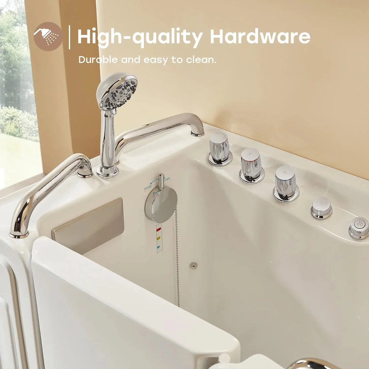 HOROW WT52-LE Walk-In Bathtub with Massage & Shower – Safe Soaking Tub for Seniors HOROW