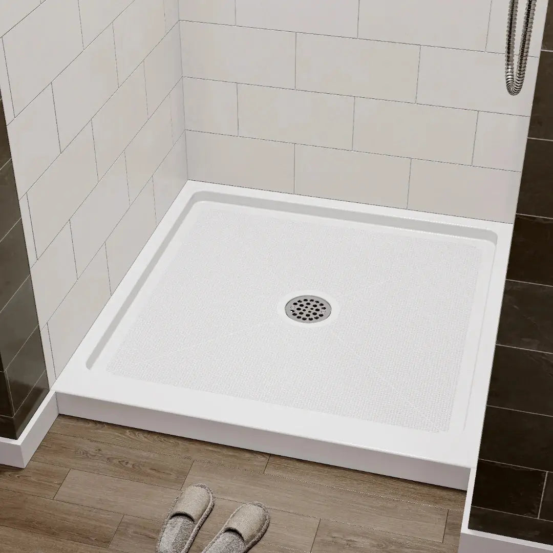 36 Inch Acrylic Shower Base with Chrome Center Drain Model BS3636-CH HOROW