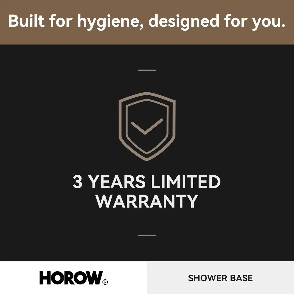 36 Inch Acrylic Shower Base with Chrome Center Drain Model BS3636-CH HOROW
