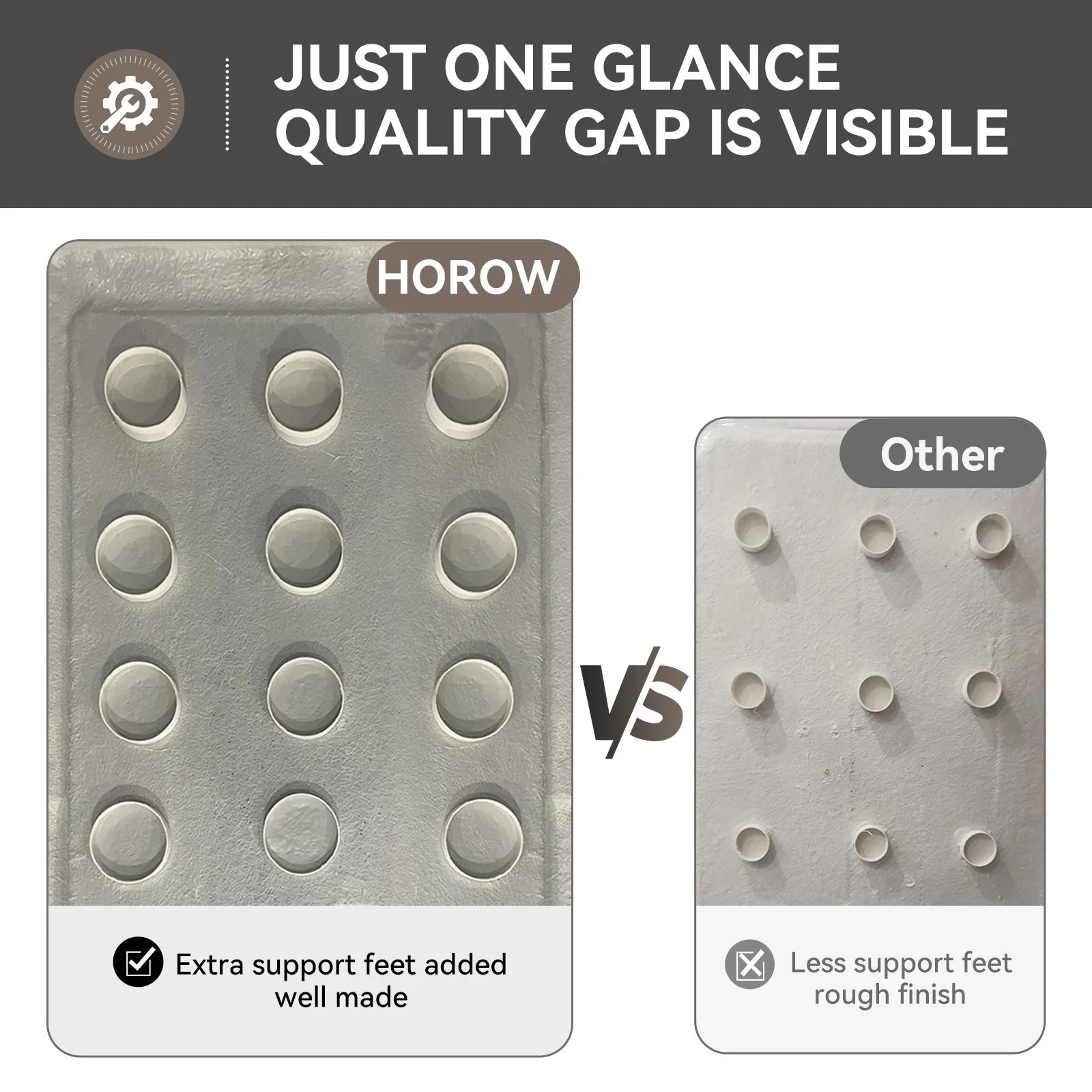 HOROW Acrylic Shower Base with Wider Threshold and Chrome Left Drain model BS6030-CH-L