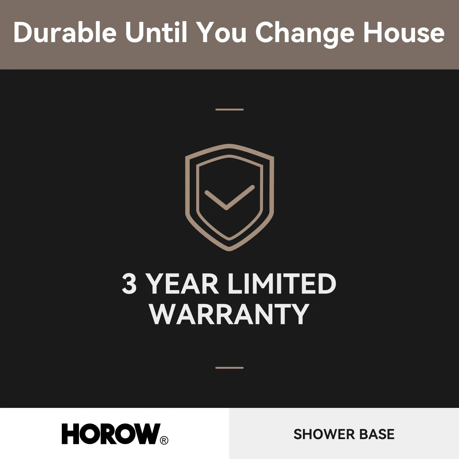 HOROW Acrylic Shower Base with Wider Threshold and Chrome Left Drain model BS6030-CH-L