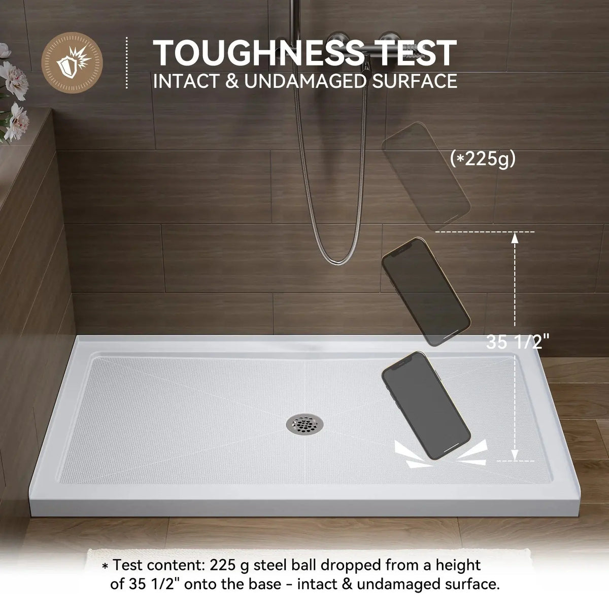 HOROW 60 Inch Acrylic Shower Pan with Chrome Center Drainage Model BS6032-CH HOROW