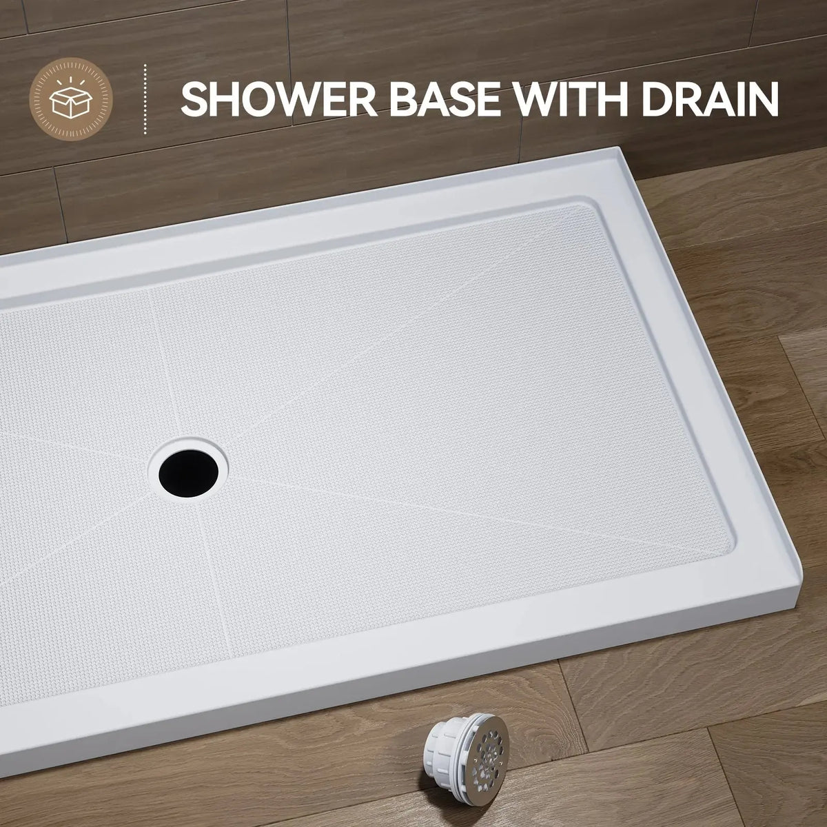 HOROW 60 Inch Acrylic Shower Pan with Chrome Center Drainage Model BS6032-CH HOROW