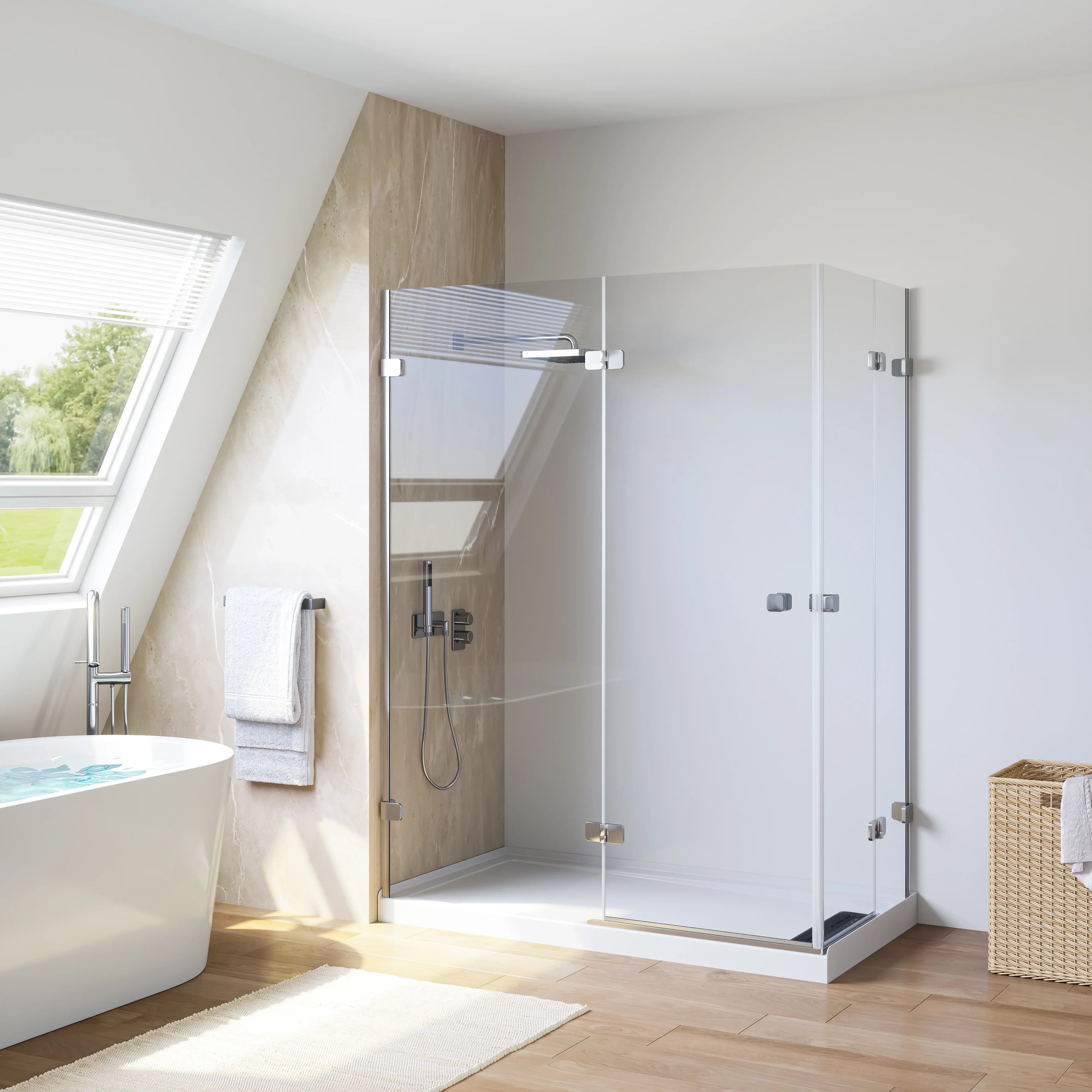 HOROW Acrylic Shower Pan with Right Drain Model BS6032-MB-R