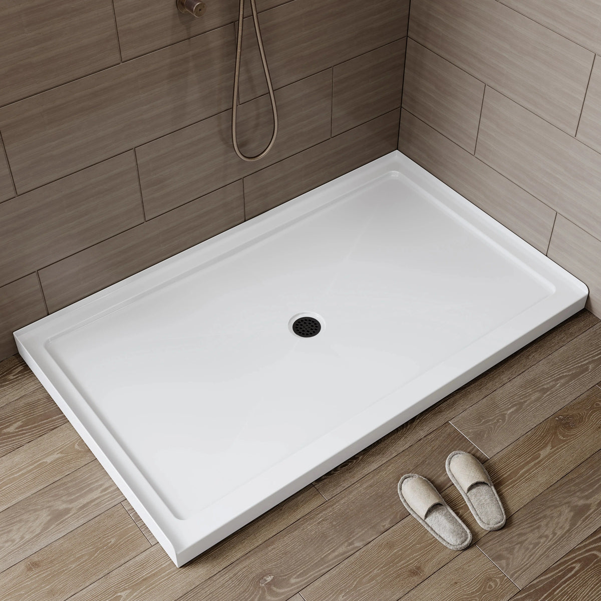 Chrome Acrylic Shower Pan with Center Drain Model BS6036-CH HOROW