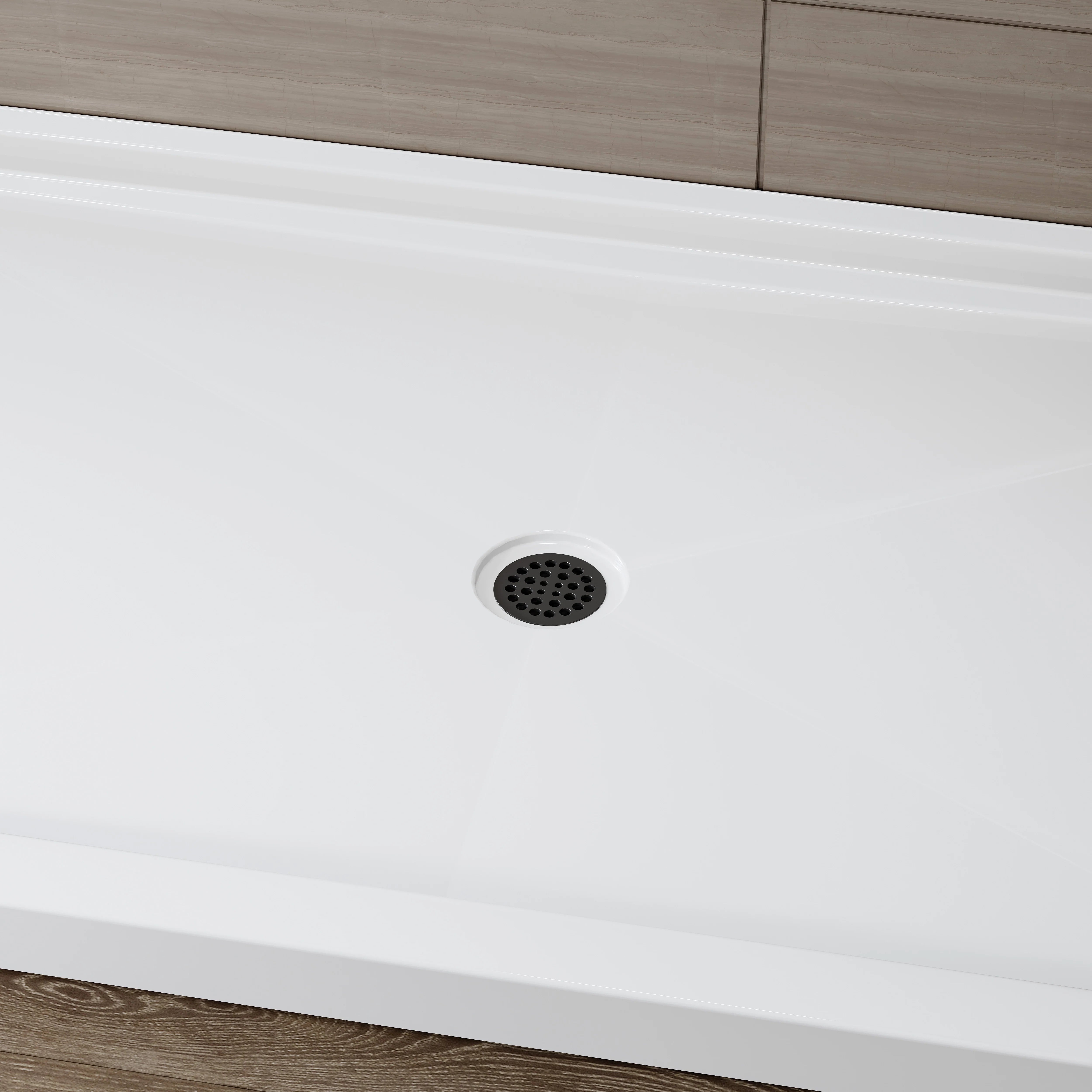 Chrome Acrylic Shower Pan with Center Drain Model BS6036-CH