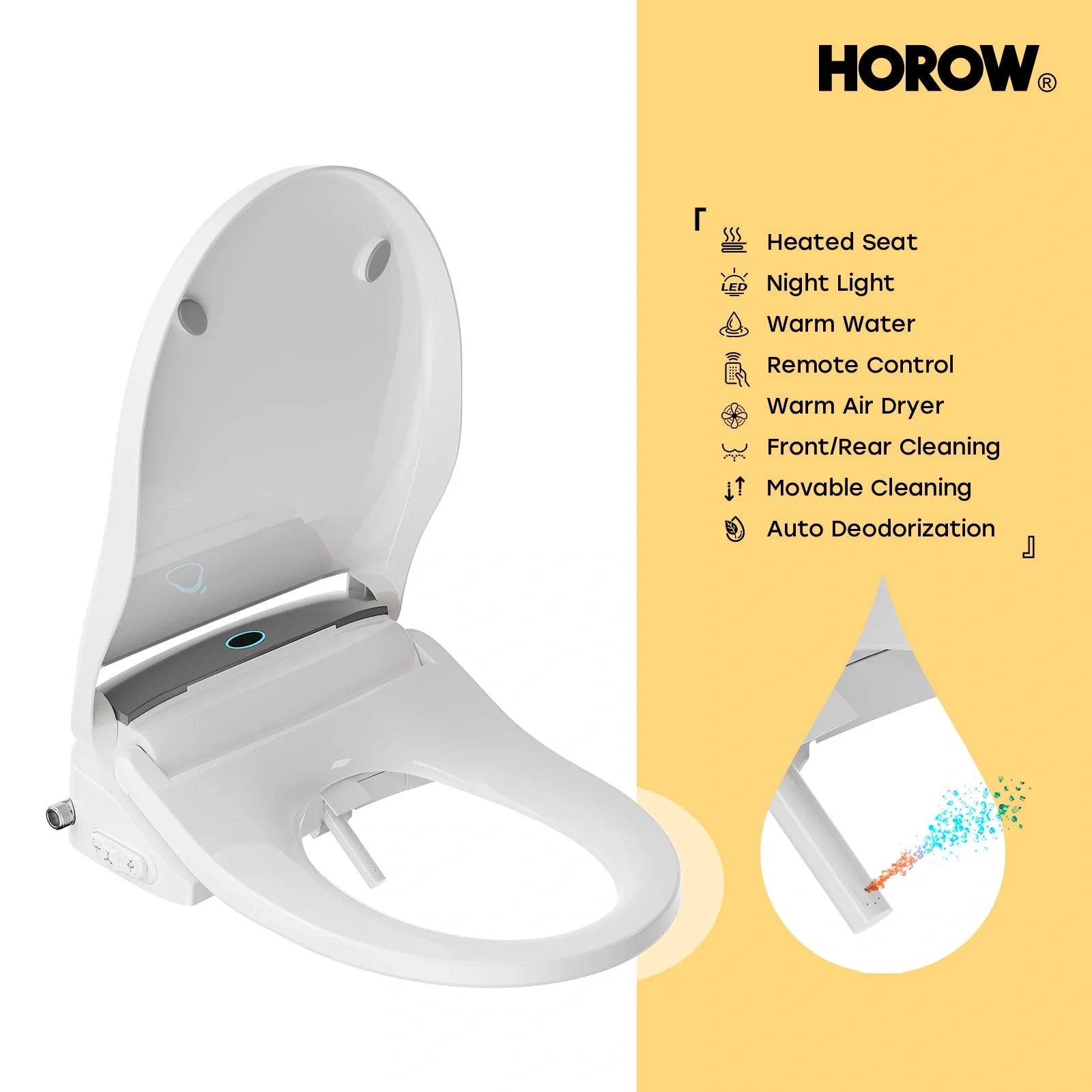 HOROW Bidet Toilet Seat With Heated Seat Dryer bidet Model B0503