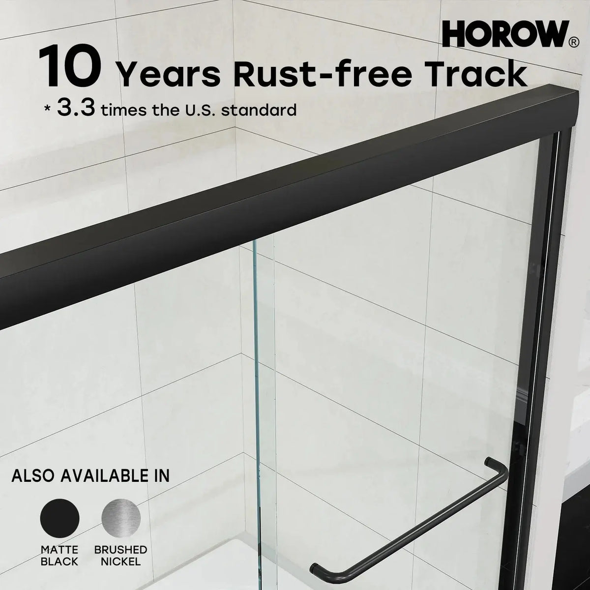 60 Inch Matte Black Bathtub Shower Door – BE6060-MB with Anti-Jumping Glass HOROW