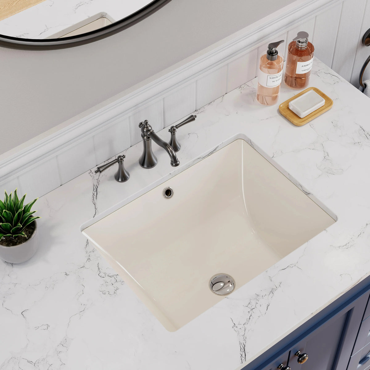 Bisque Under-Counter Bathroom Sink – Model HWTP-S5138D-BC HOROW