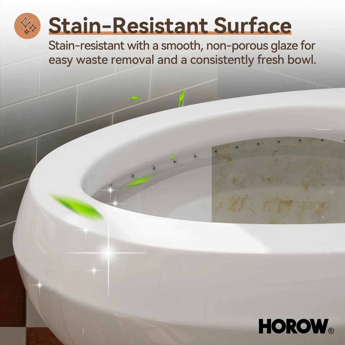 2 Piece Toilet with Single Flush and Round Bowl – Model HWTT-R01S10 HOROW