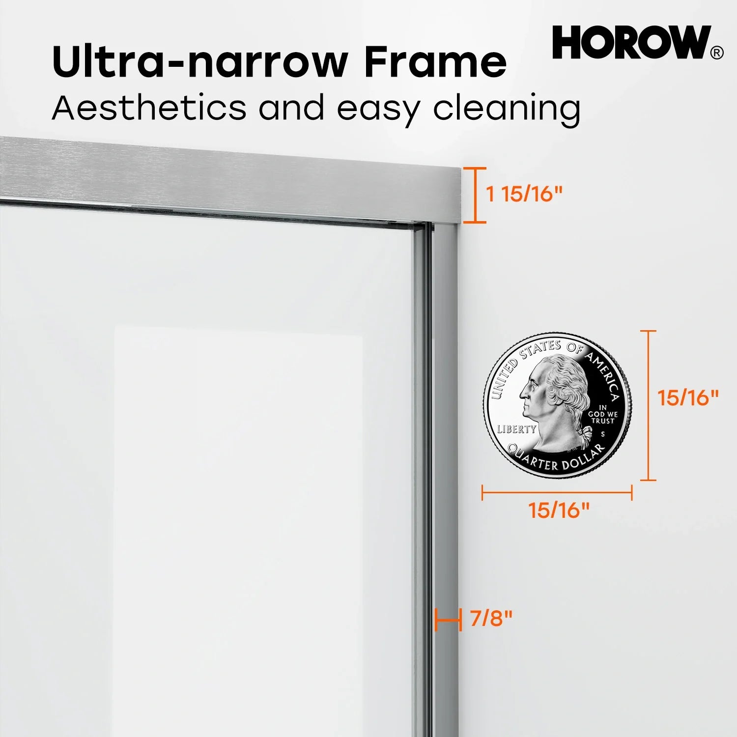 HOROW Brushed Nickel Shower Door with Ultra Narrow Model K2-BN