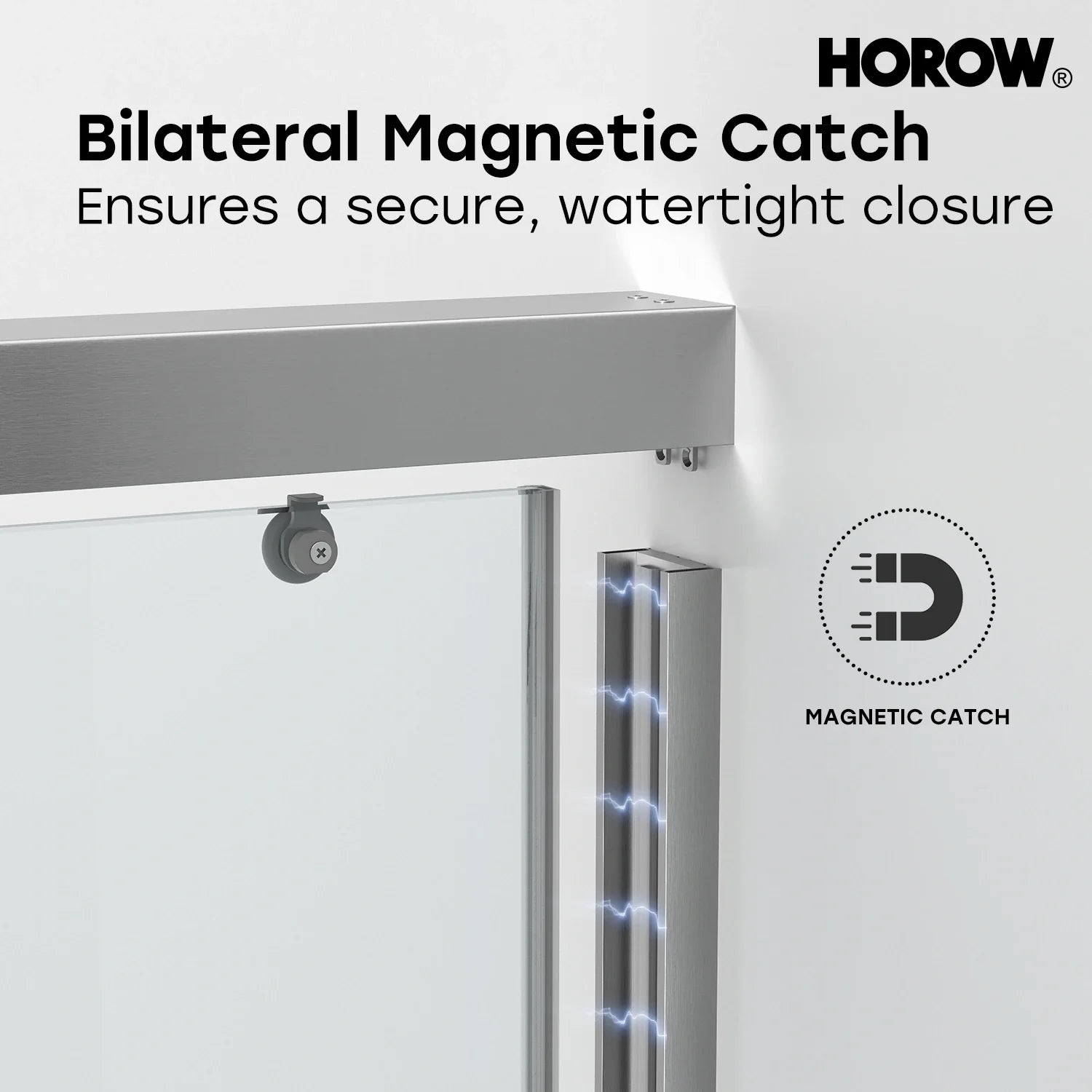 HOROW Brushed Nickel Shower Door with Ultra Narrow Model K2-BN