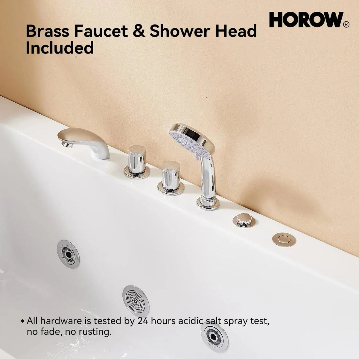59 Inch Whirlpool Bathtub with Light and Shower Head Model M59-L HOROW