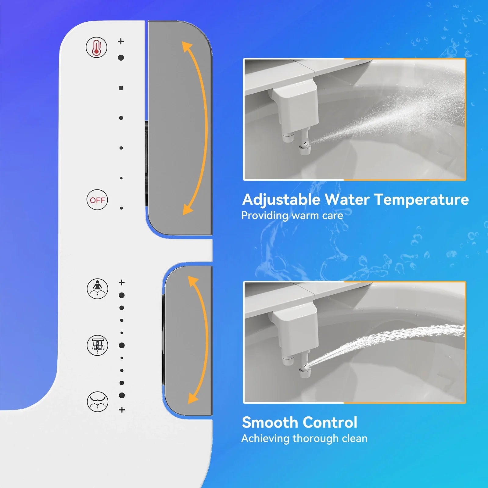 Non-Electric Bidet Attachment for Toilet Seat with 3 Spray Modes