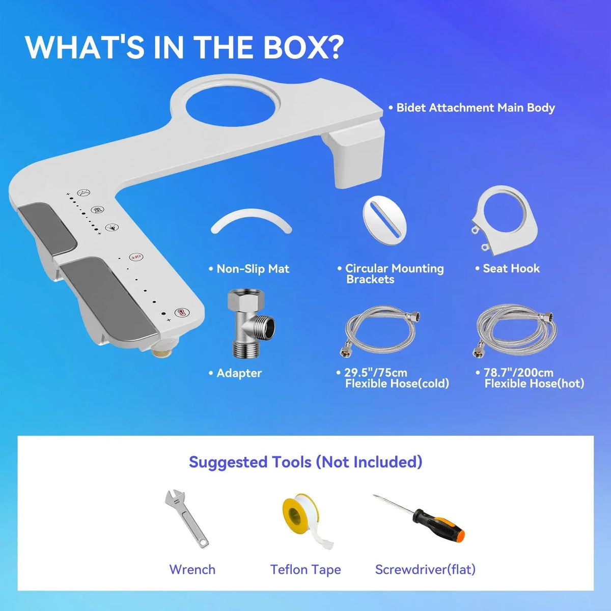 Non-Electric Bidet Attachment for Toilet Seat with 3 Spray Modes HOROW