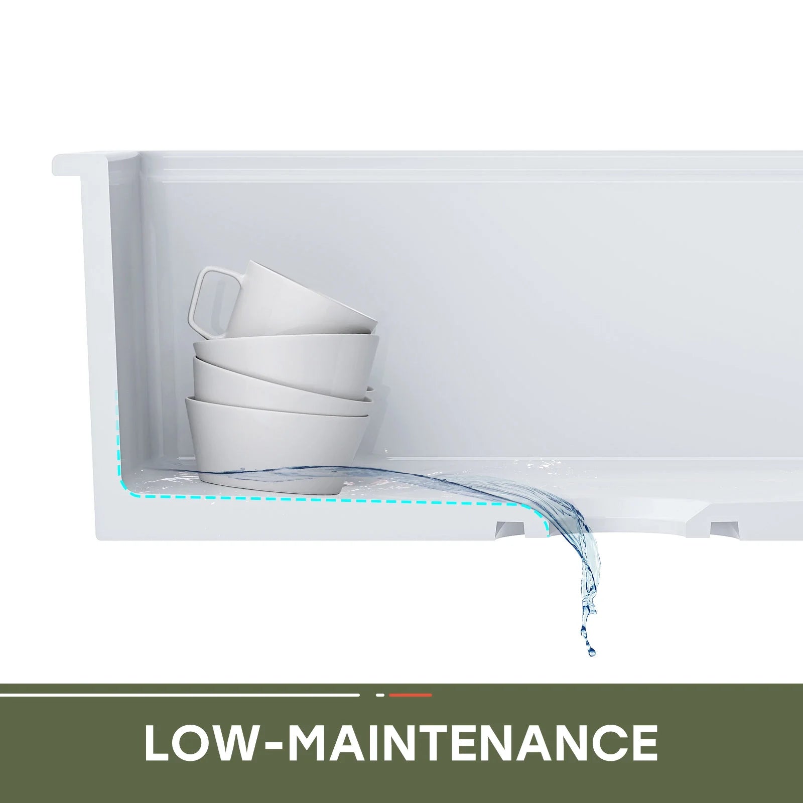 30 Inch Top Mount Kitchen Sink with Drainboard – Creamic Single Bowl