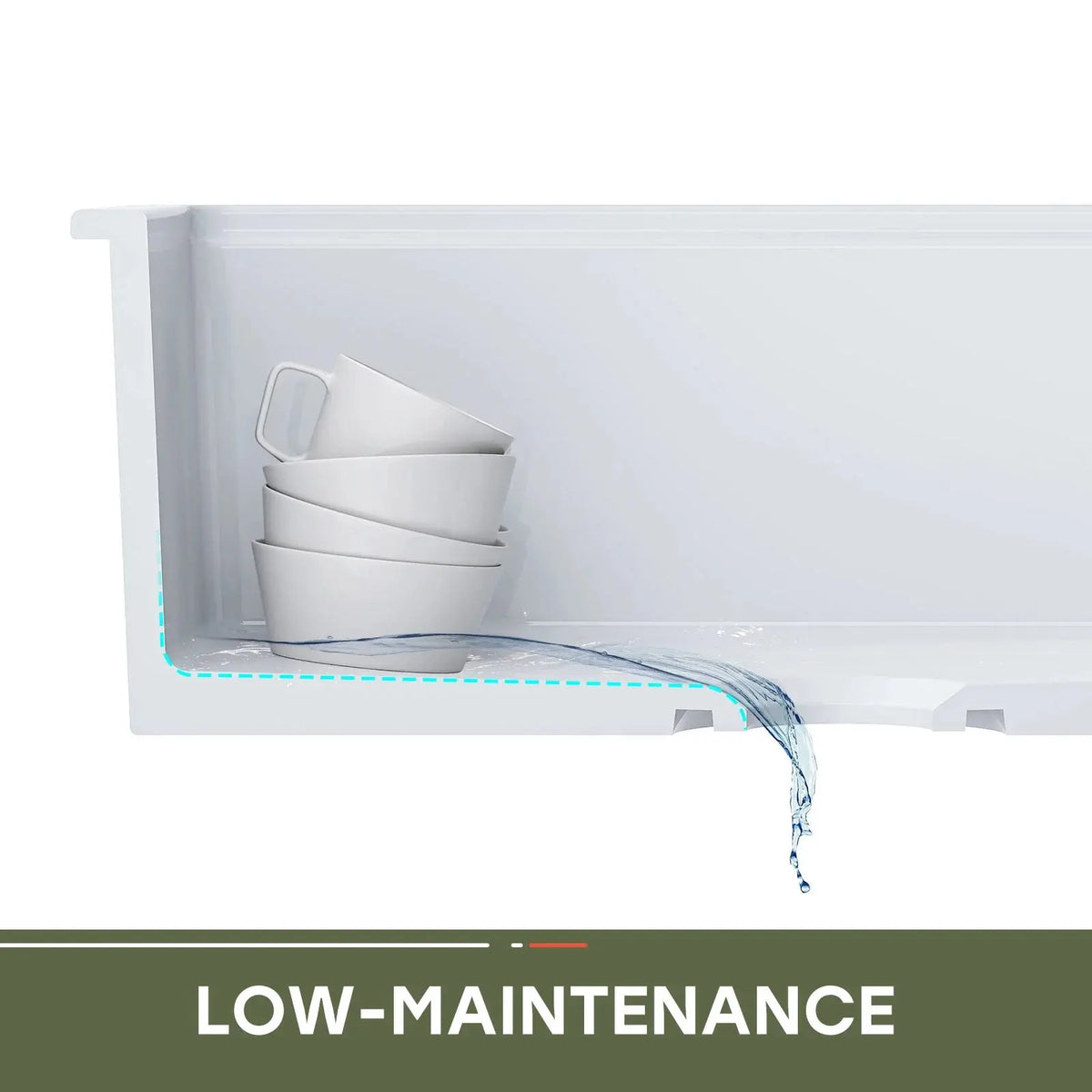 30 Inch Top Mount Kitchen Sink with Drainboard – Creamic Single Bowl HOROW
