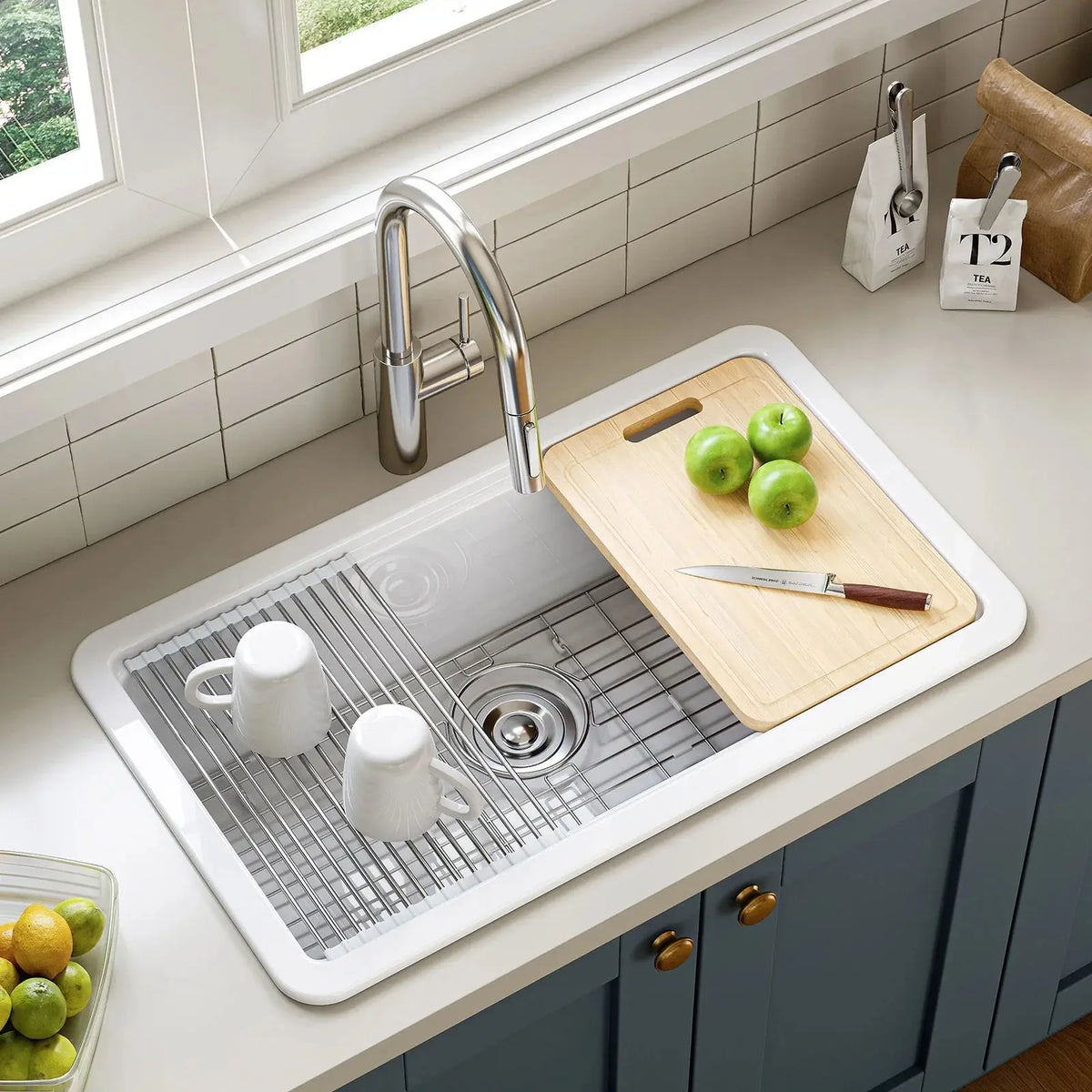 33 Inch Ceramic Overmount Kitchen Sink – Durable & Stylish Design HOROW
