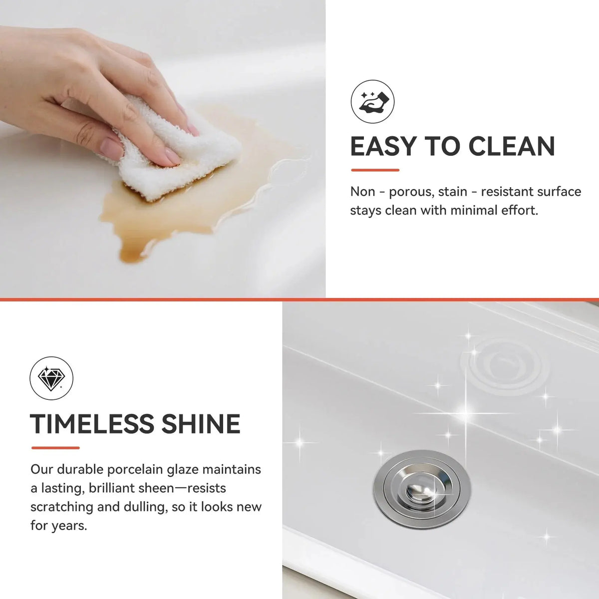 33 Inch Ceramic Overmount Kitchen Sink – Durable & Stylish Design HOROW