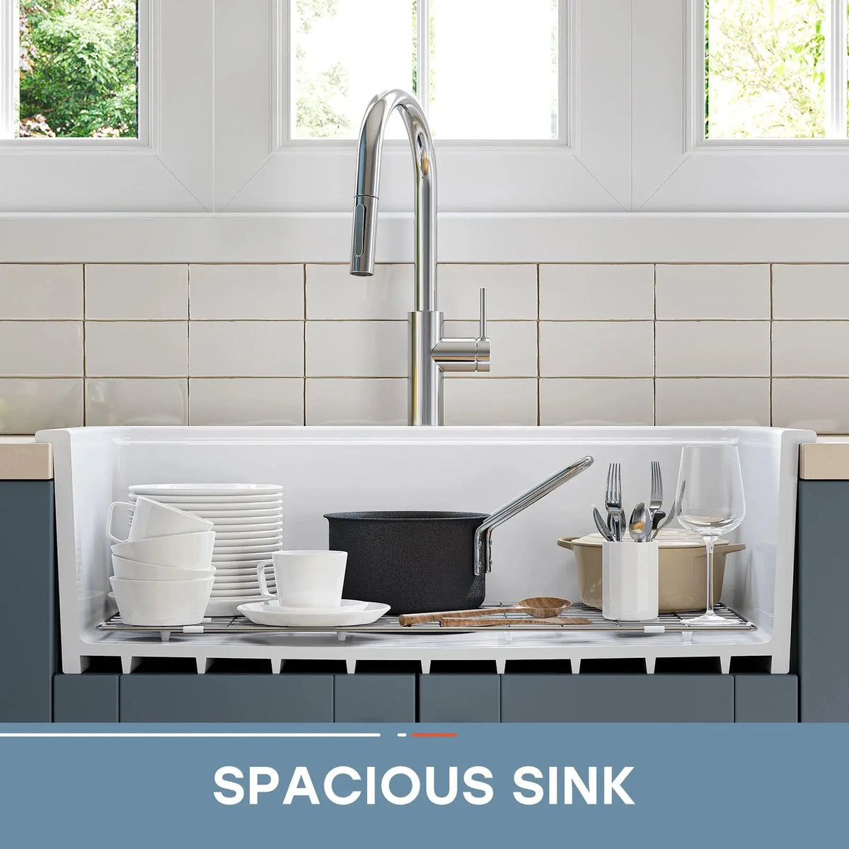 33 Inch Ceramic Overmount Kitchen Sink – Durable & Stylish Design HOROW