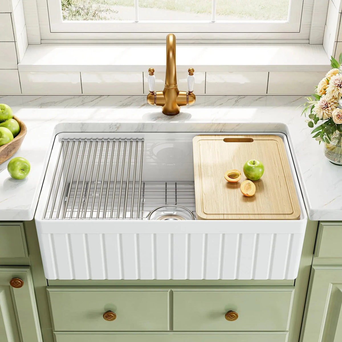 33 Inch Undermount Workstation Kitchen Sink with Grid HOROW