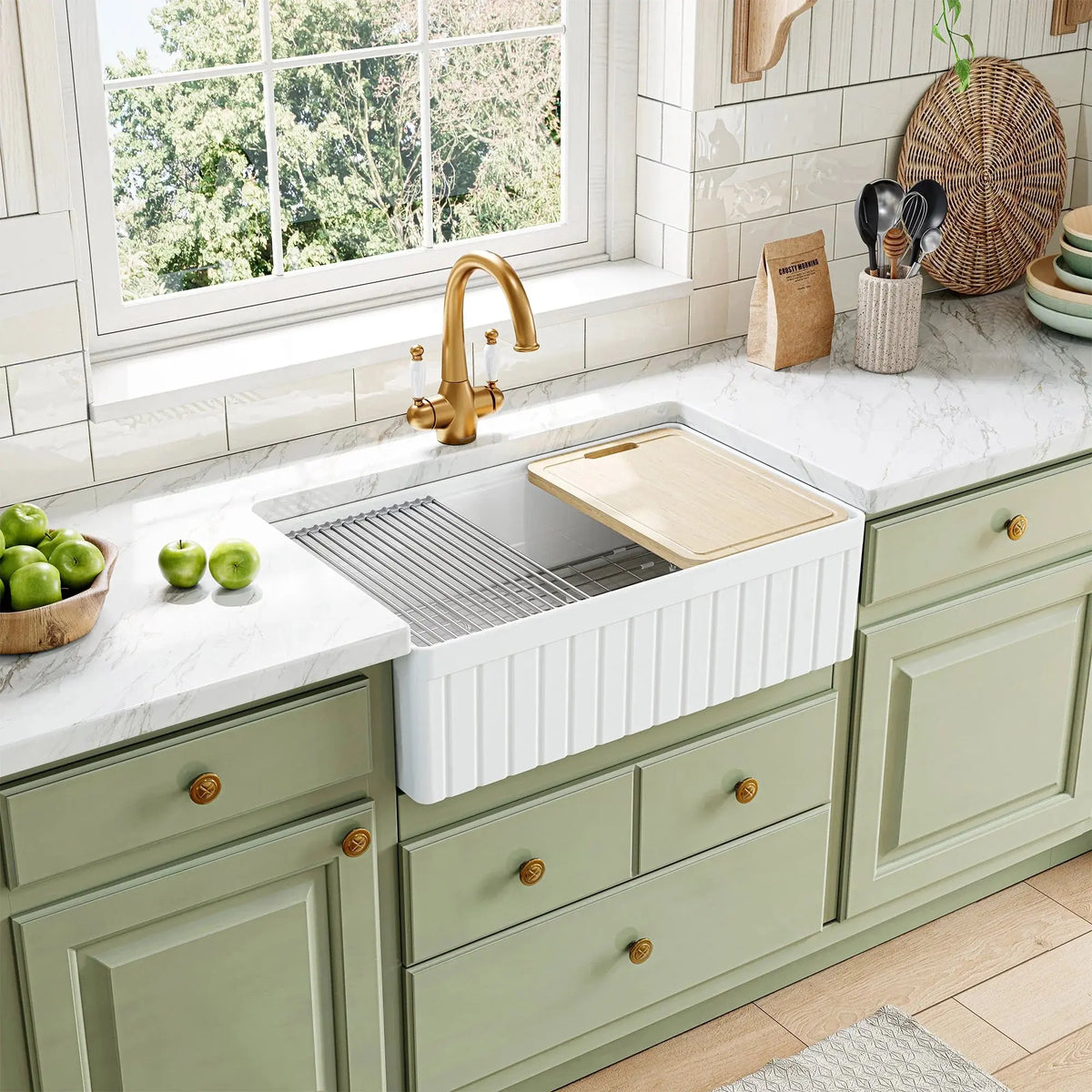 33 Inch Undermount Workstation Kitchen Sink with Grid HOROW