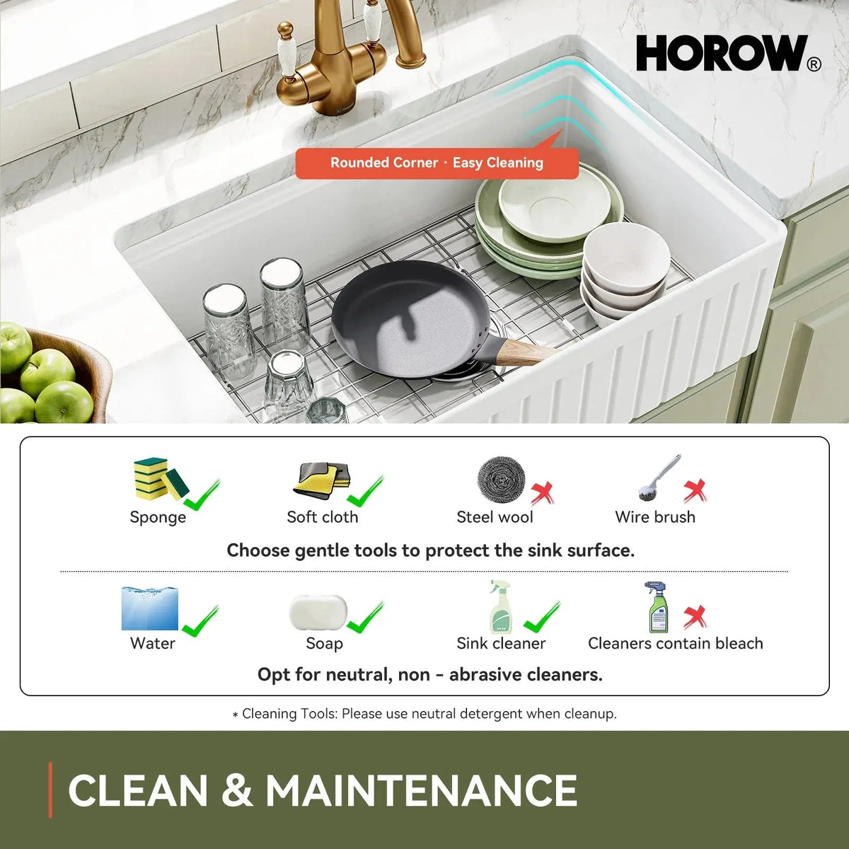33 Inch Undermount Workstation Kitchen Sink with Grid HOROW