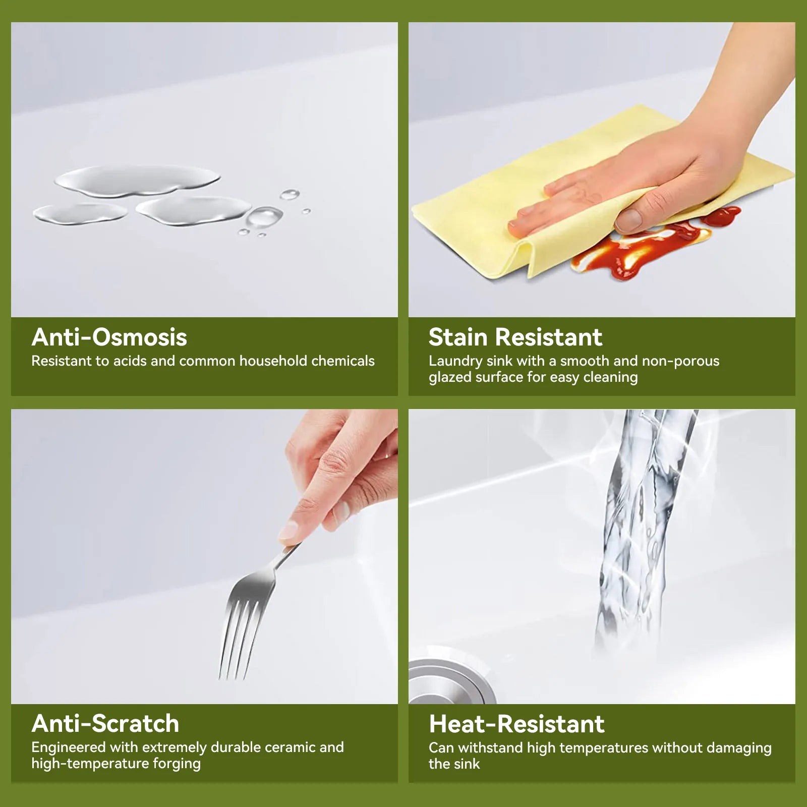 HOROW 36 Inch Kitchen Sink White Undermount Sink Model S3620W