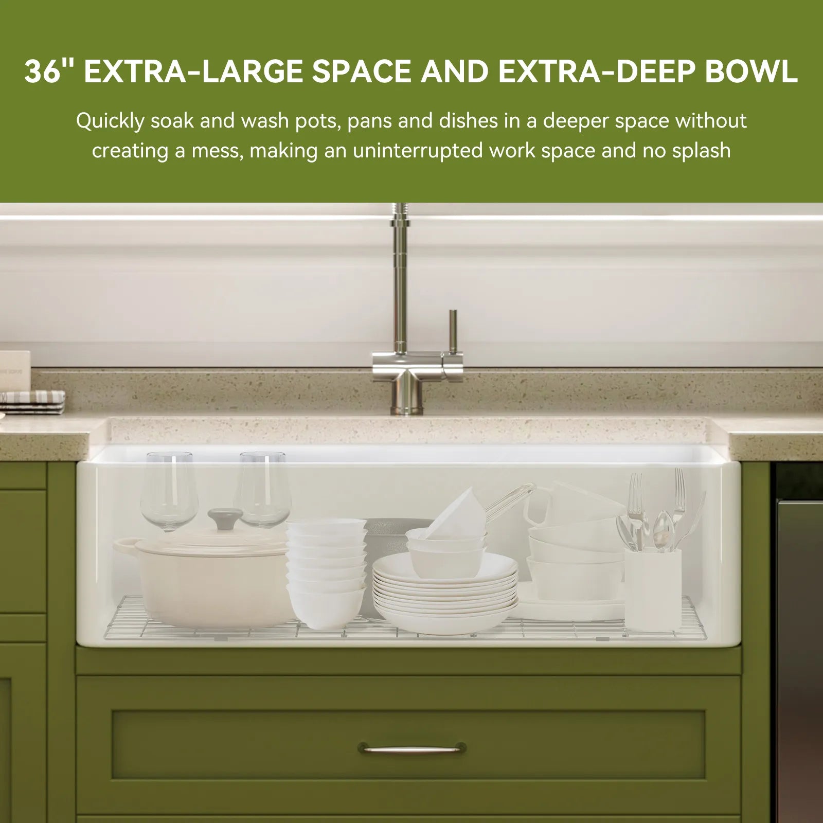 HOROW 36 Inch Kitchen Sink White Undermount Sink Model S3620W