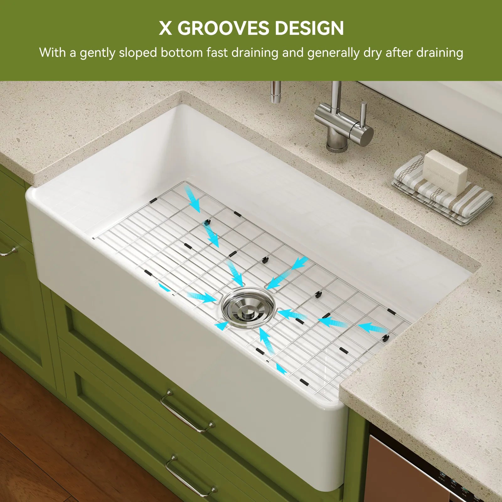 HOROW 36 Inch Kitchen Sink White Undermount Sink Model S3620W