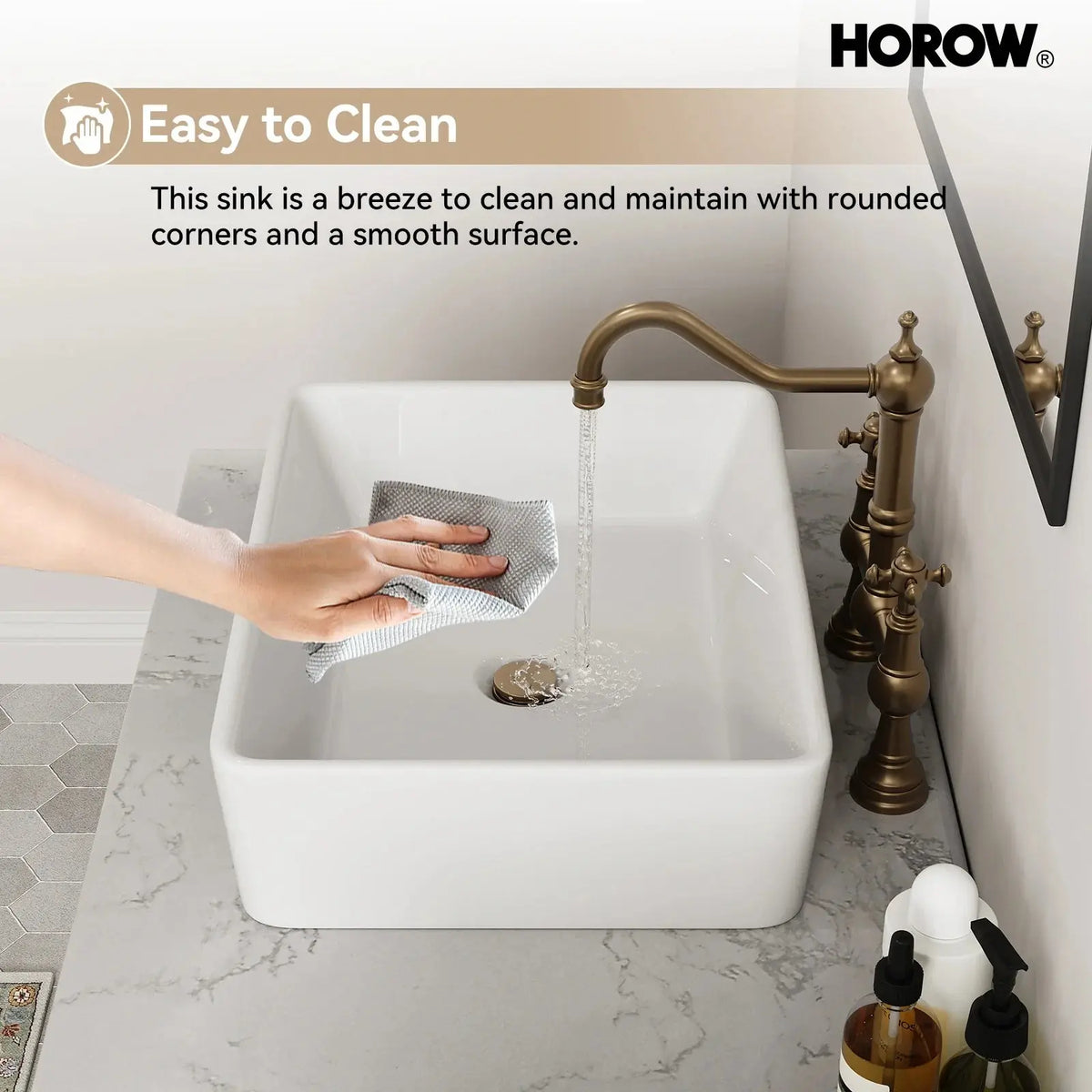 Rectangular Vessel Sink with Above Counter Model S4837W HOROW