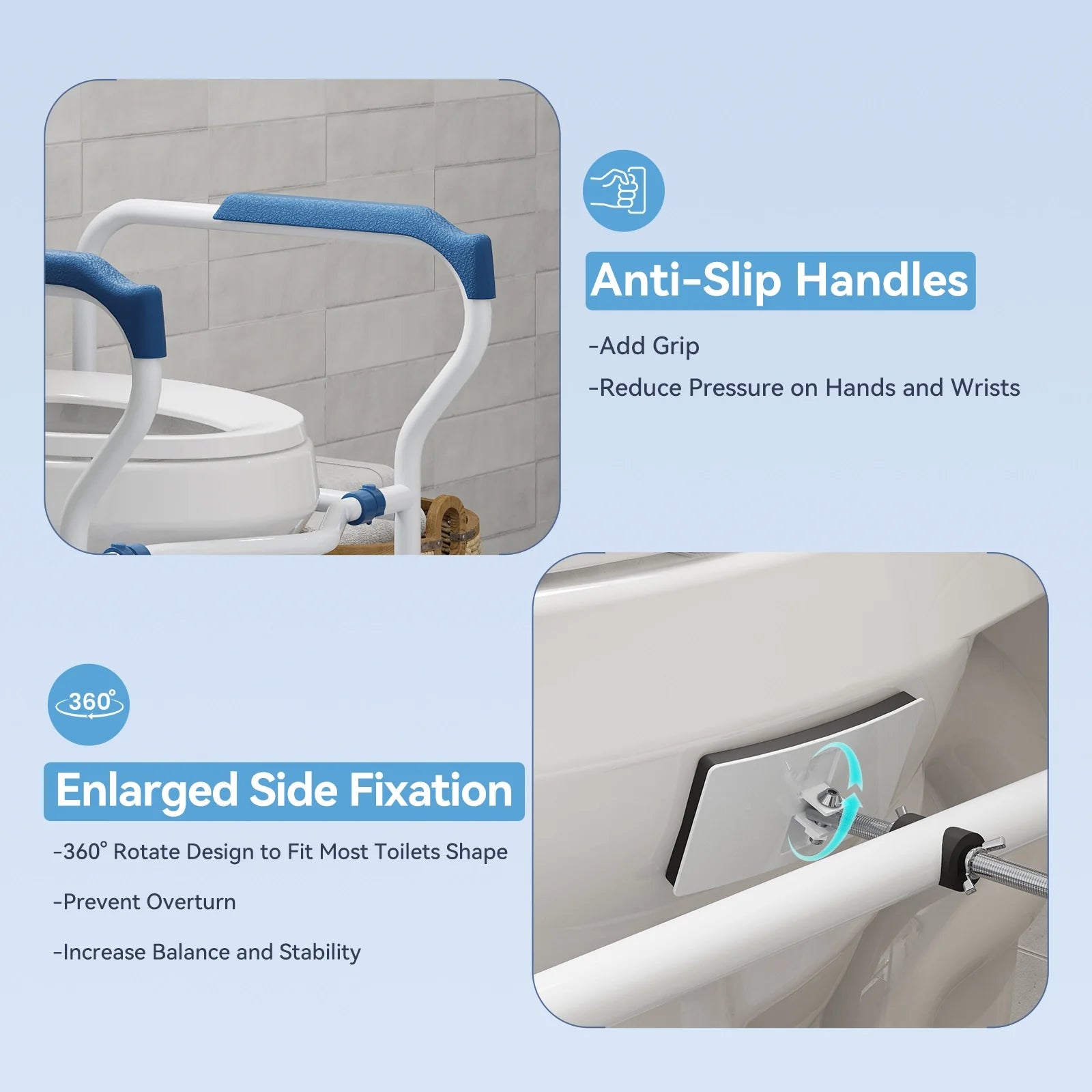 HOROW Toilet Safety Rail – Adjustable Width & Height for Secure Support