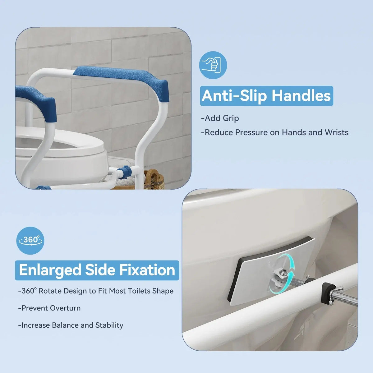 HOROW Toilet Safety Rail – Adjustable Width & Height for Secure Support HOROW