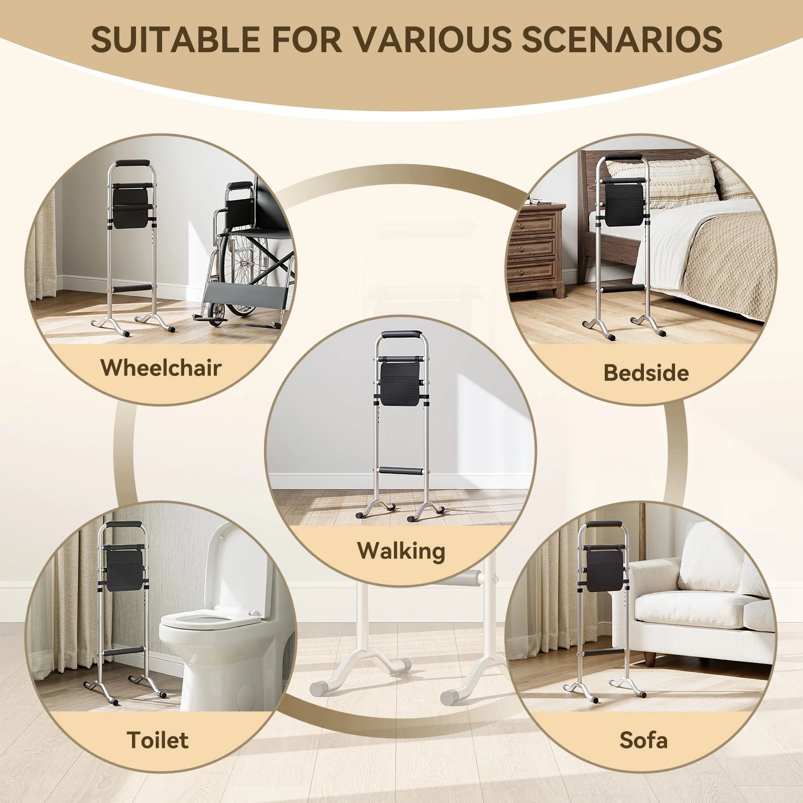 HOROW Adjustable Height Bathroom Toilet Grab Bar – Safety & Support