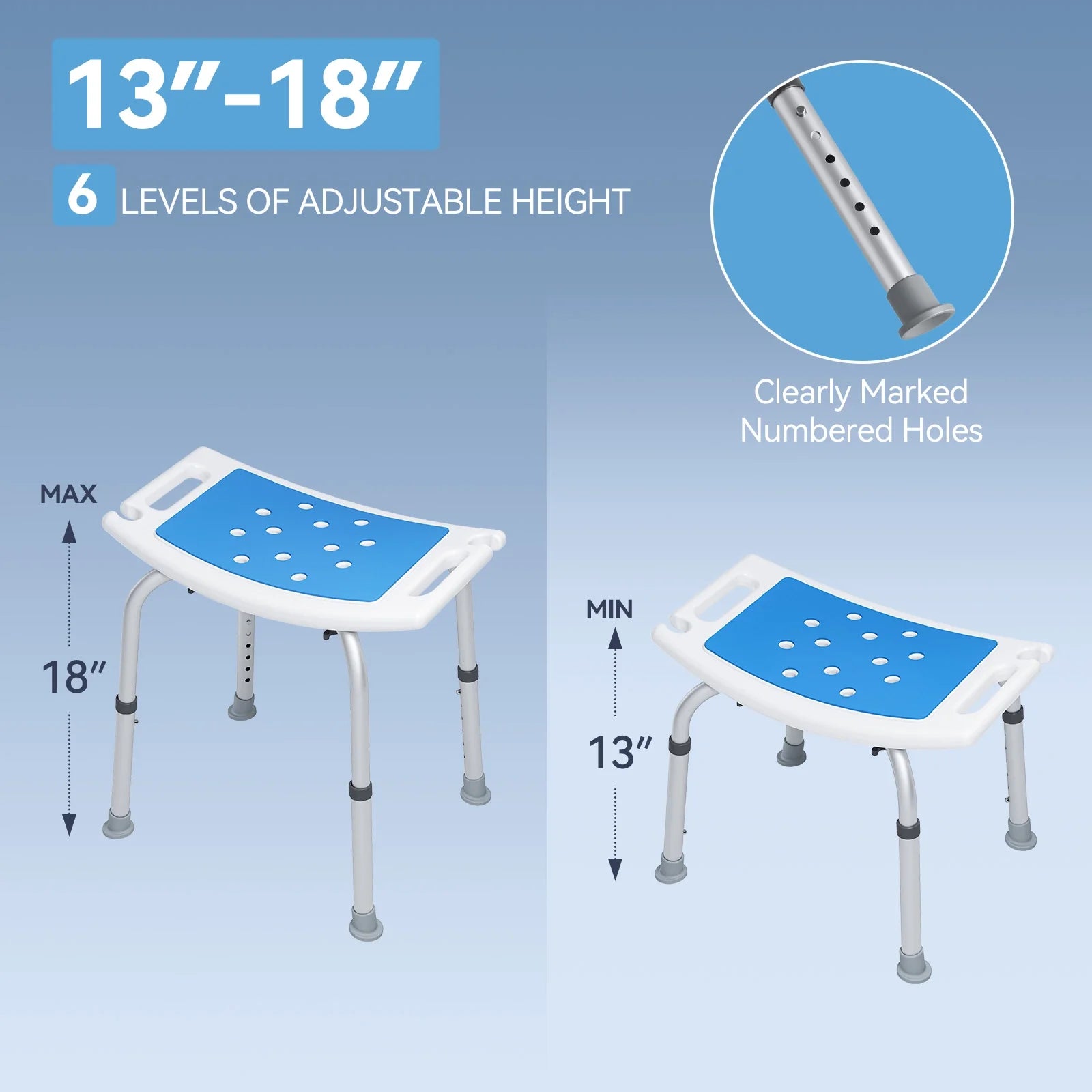 HOROW Shower Chair with Adjustable Height for Elderly – Safe & Comfortable Bath Seat