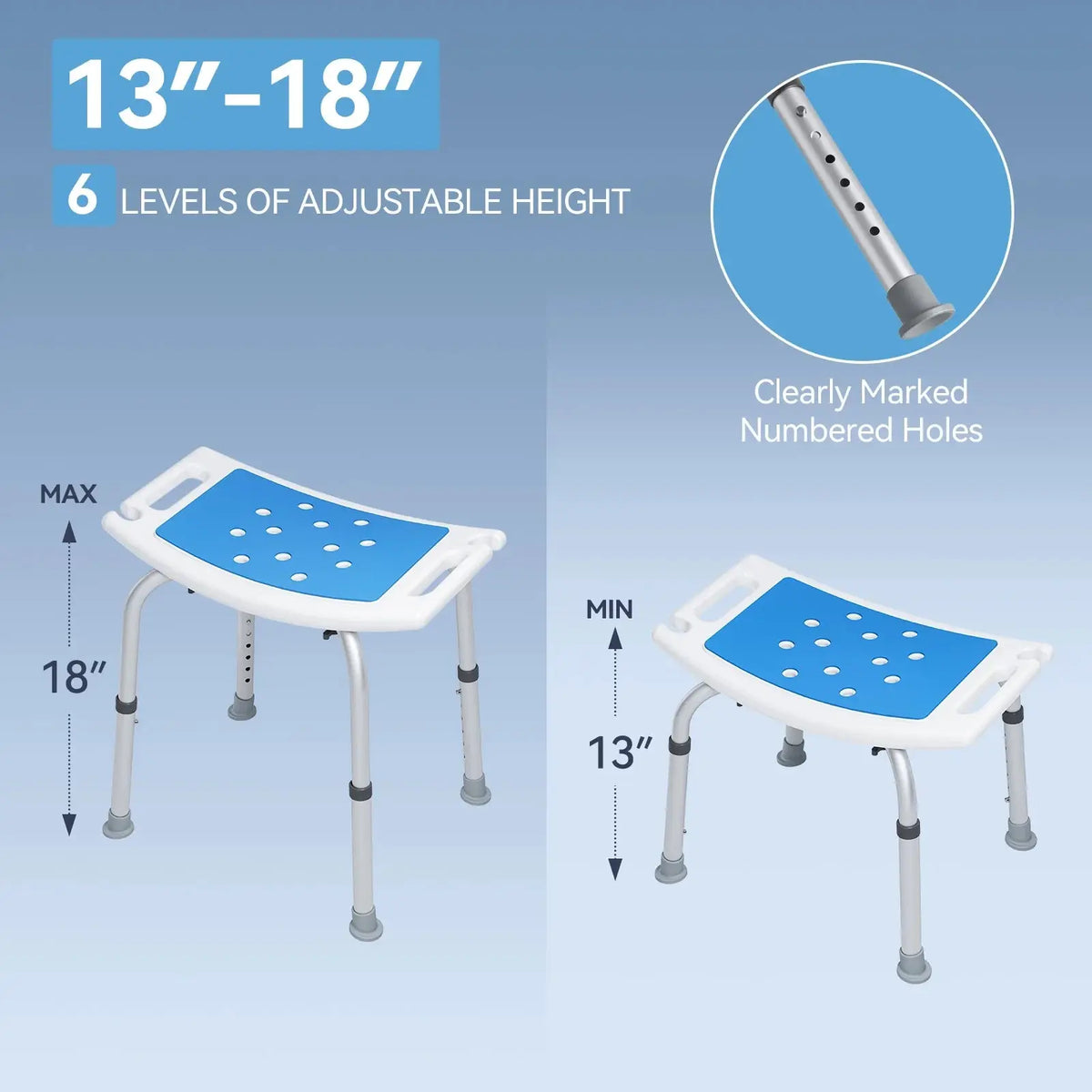 HOROW Shower Chair with Adjustable Height for Elderly – Safe & Comfortable Bath Seat HOROW