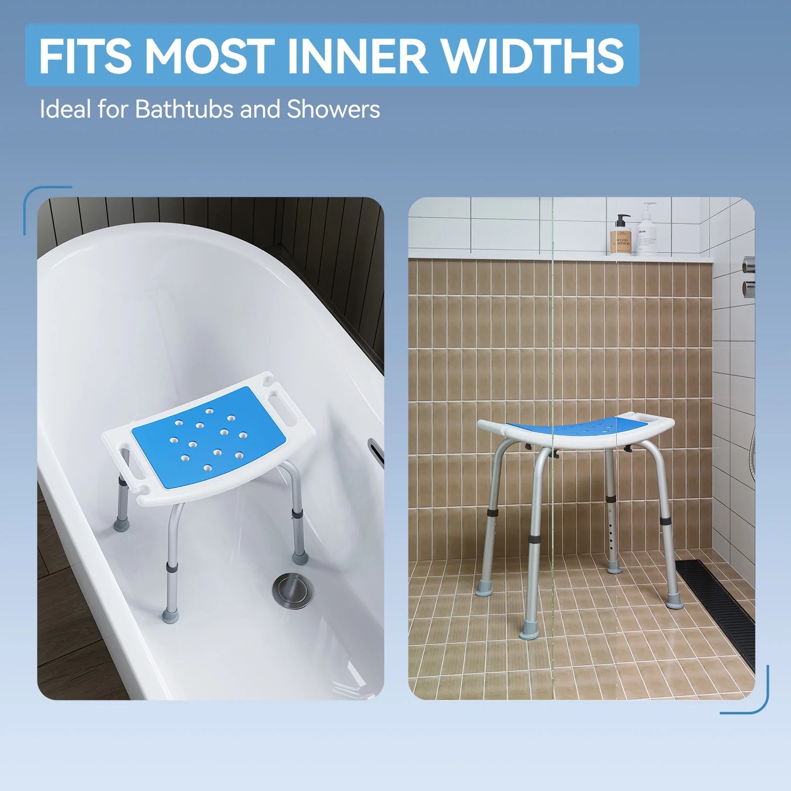 HOROW Shower Chair with Adjustable Height for Elderly – Safe & Comfortable Bath Seat