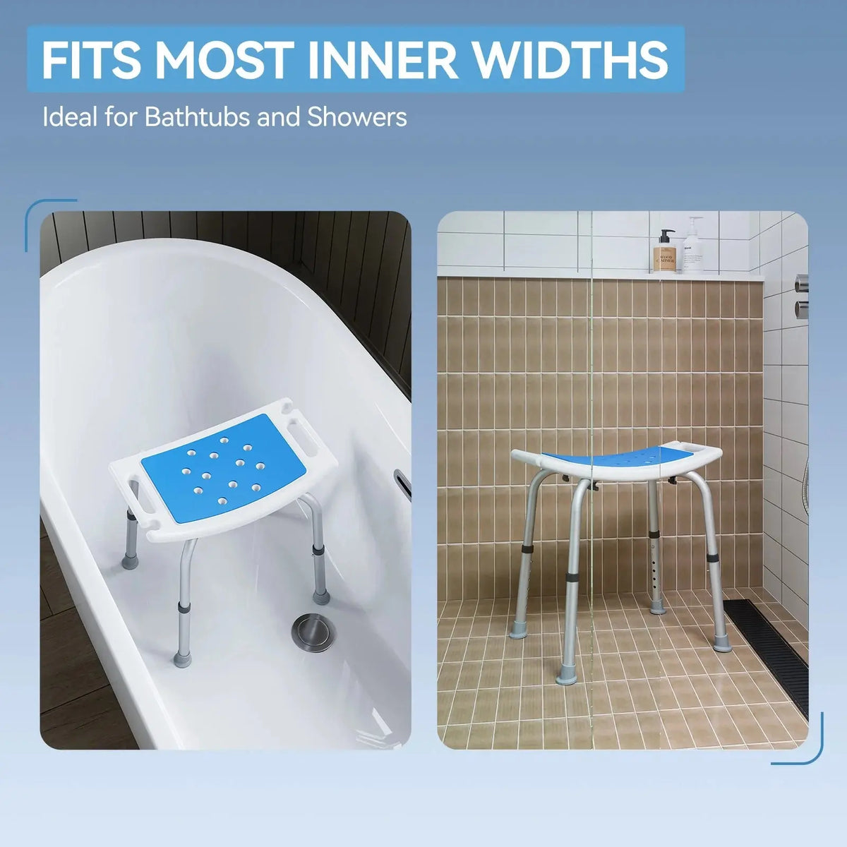 HOROW Shower Chair with Adjustable Height for Elderly – Safe & Comfortable Bath Seat HOROW