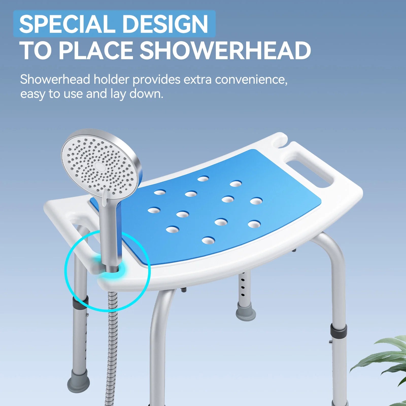 HOROW Shower Chair with Adjustable Height for Elderly – Safe & Comfortable Bath Seat