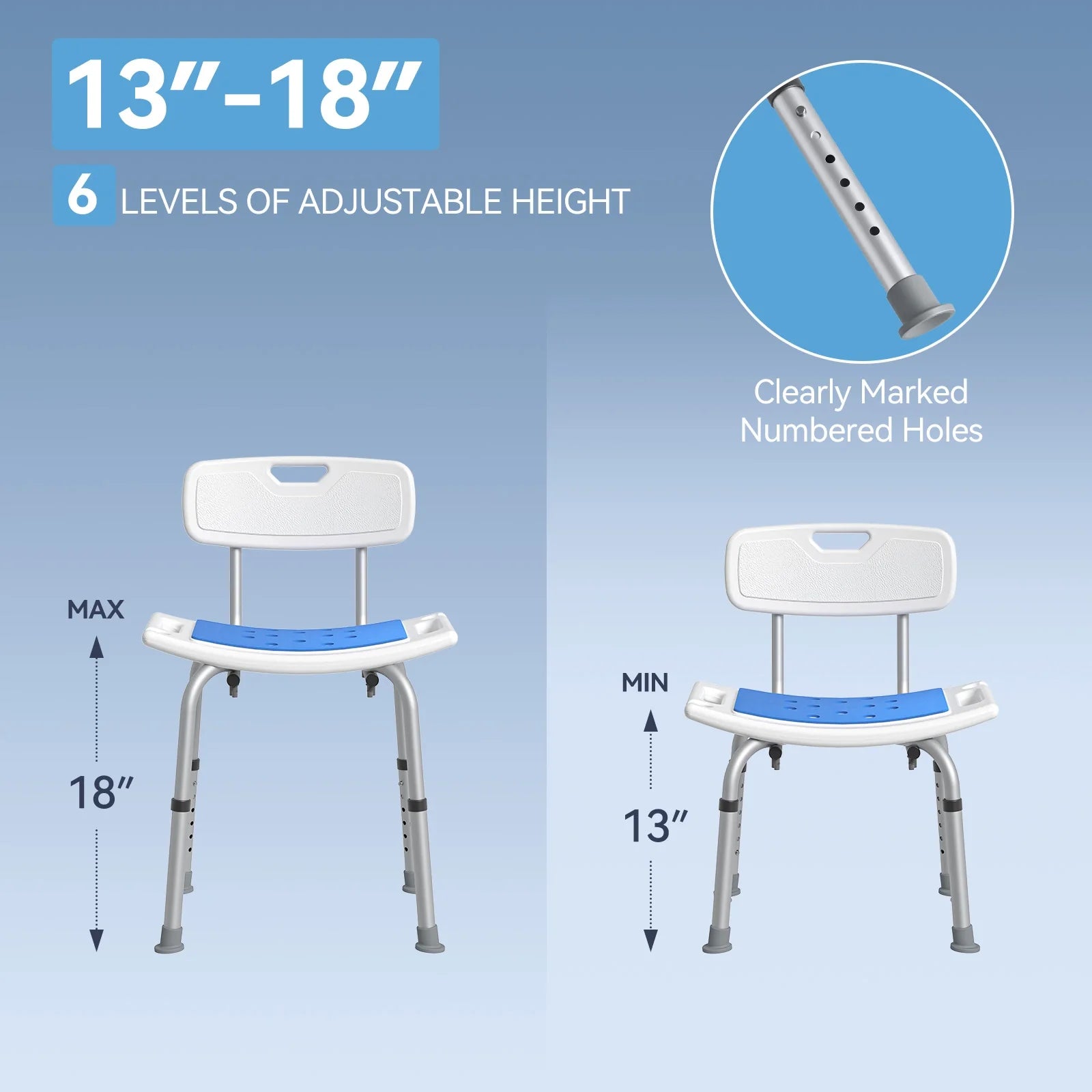 HOROW Shower Chair with Removable Backrest – Adjustable, Durable & Comfortable